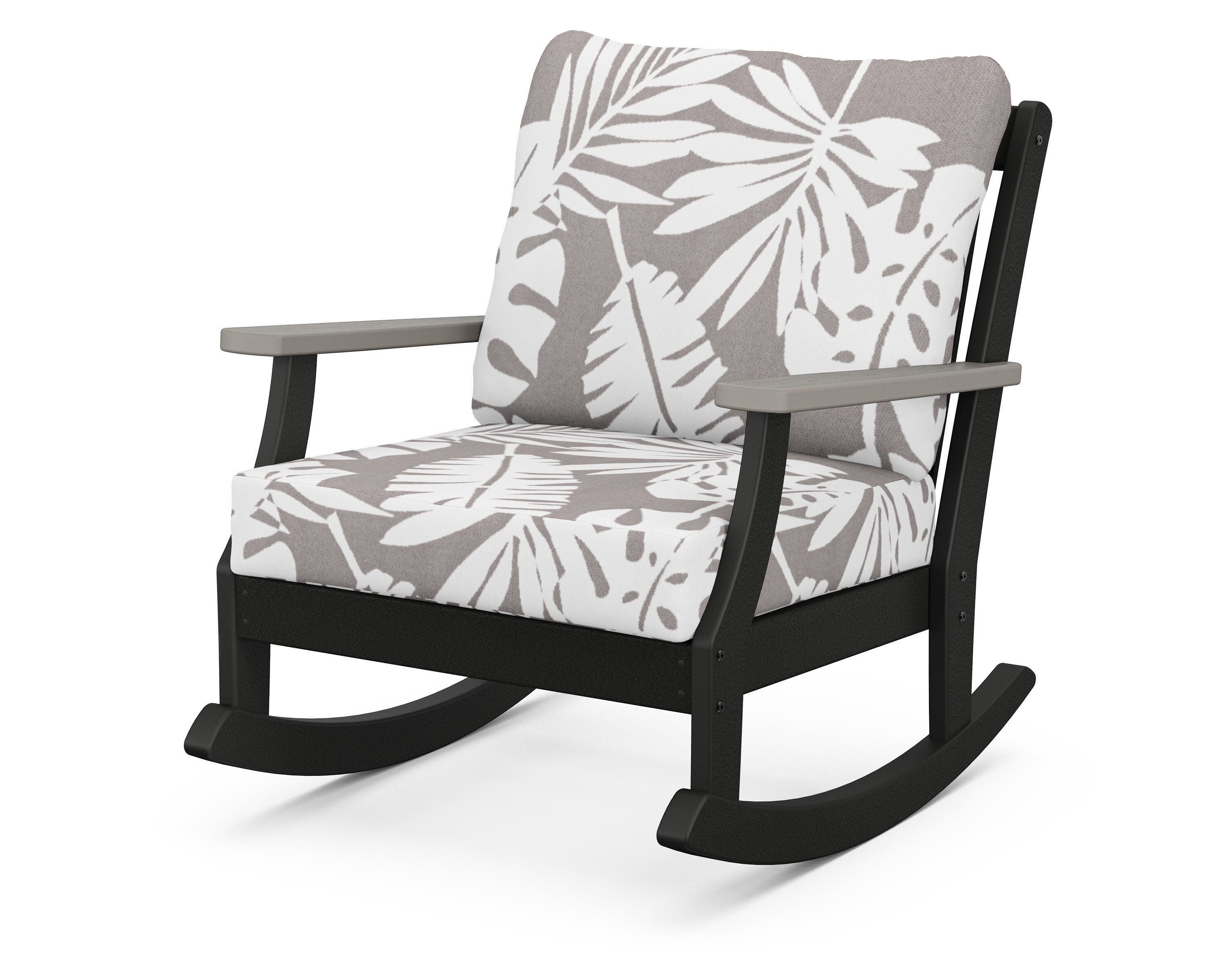 Braxton Deep Seating Rocking Chair in Black / Driftwood / Leaf Grey Mist