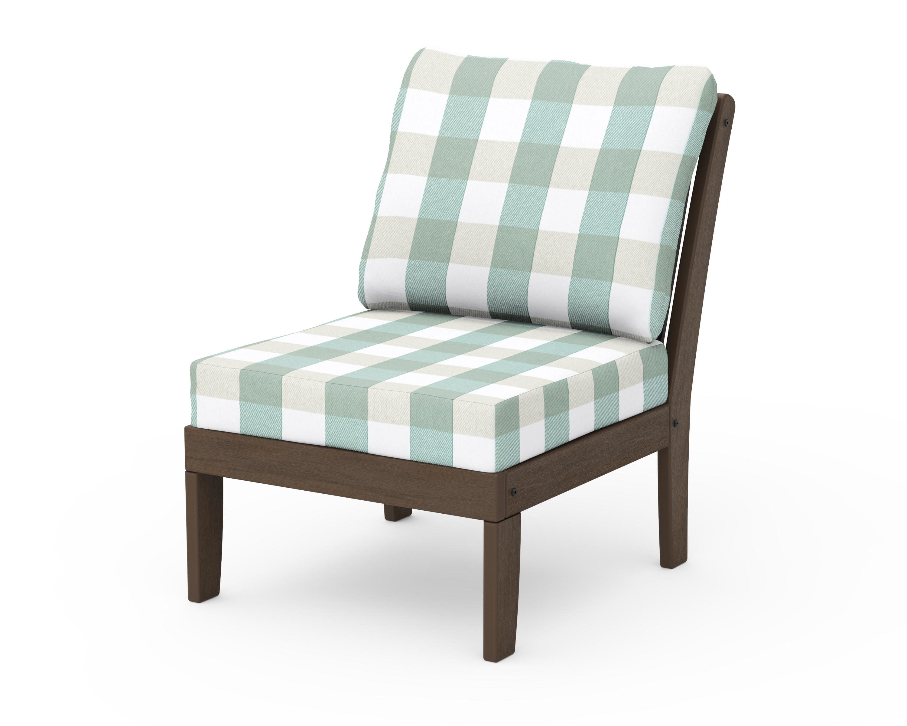 Braxton Modular Armless Chair in Kona / Buffalo Plaid Glacier Spa