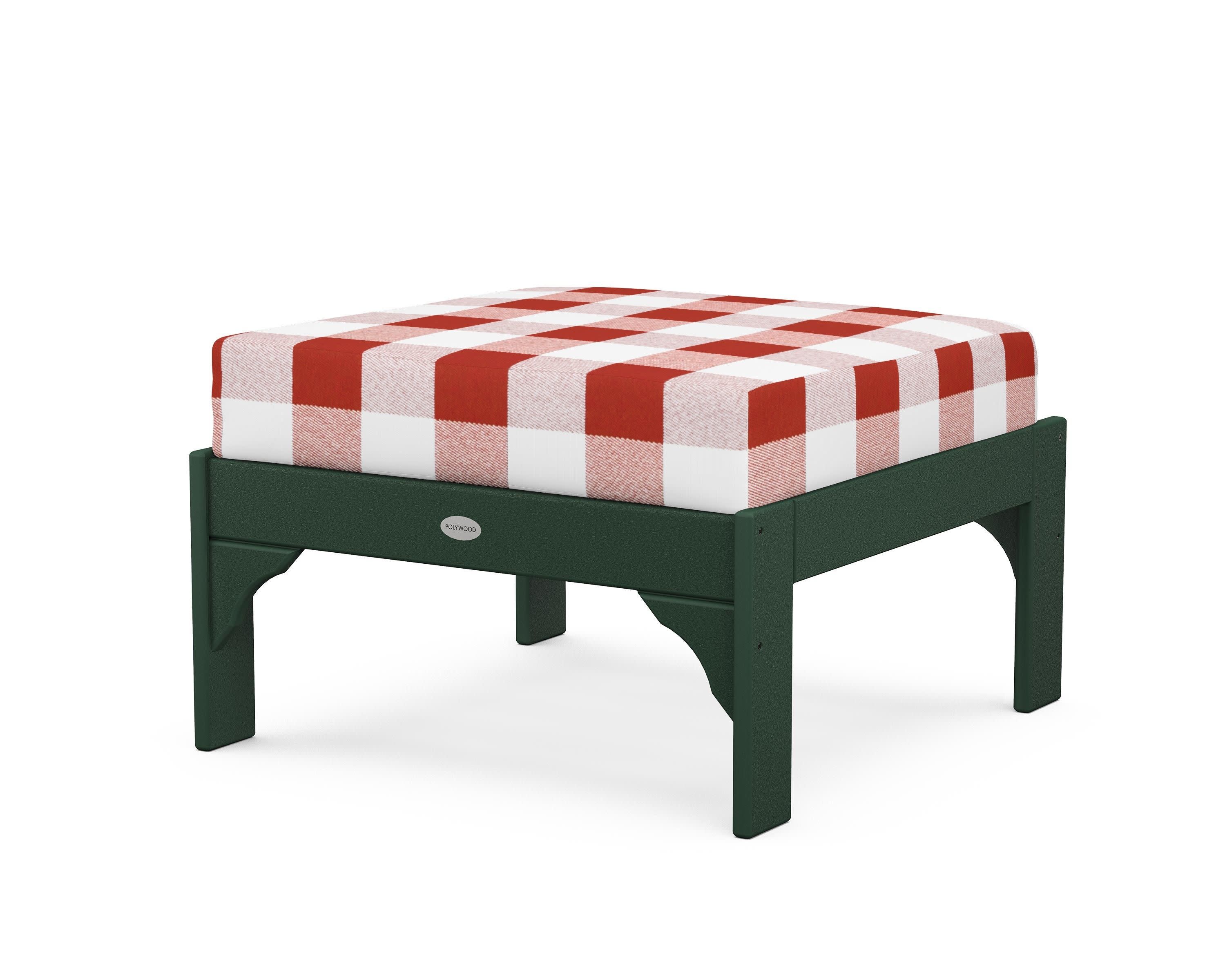 Vineyard Deep Seating Ottoman in Green / Buffalo Plaid Crimson