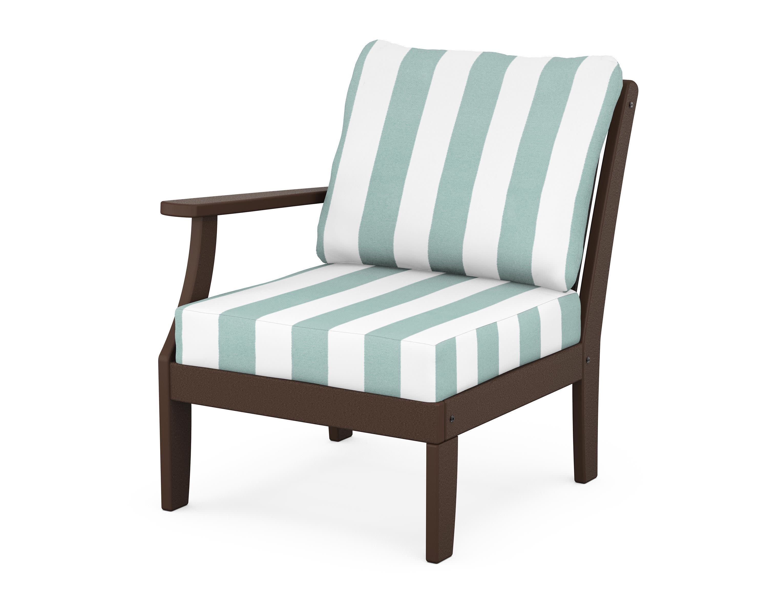Braxton Modular Left Arm Chair in Mahogany / Cabana Stripe Glacier Spa