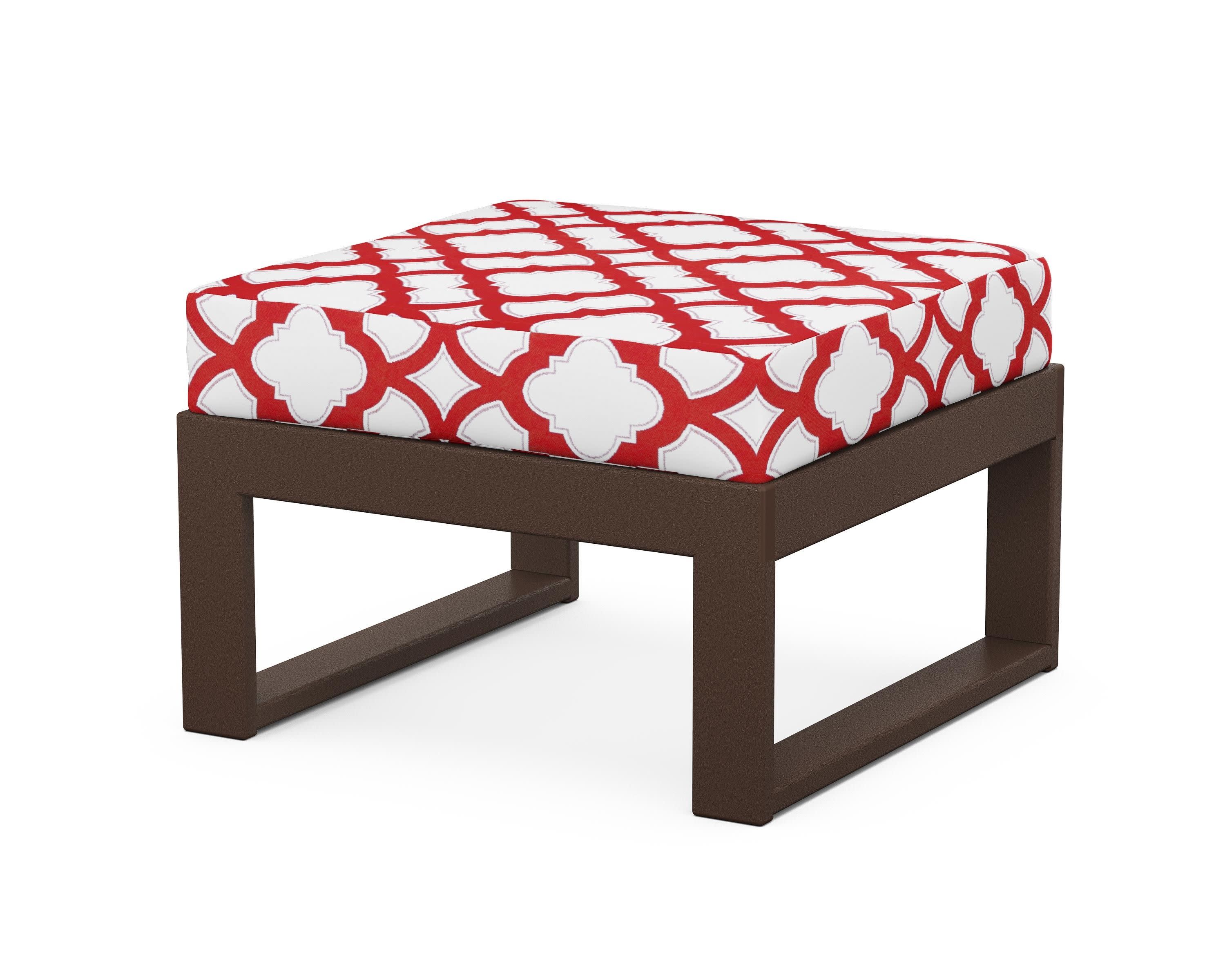 Modular Ottoman - Modern in Mahogany / Trellis Crimson