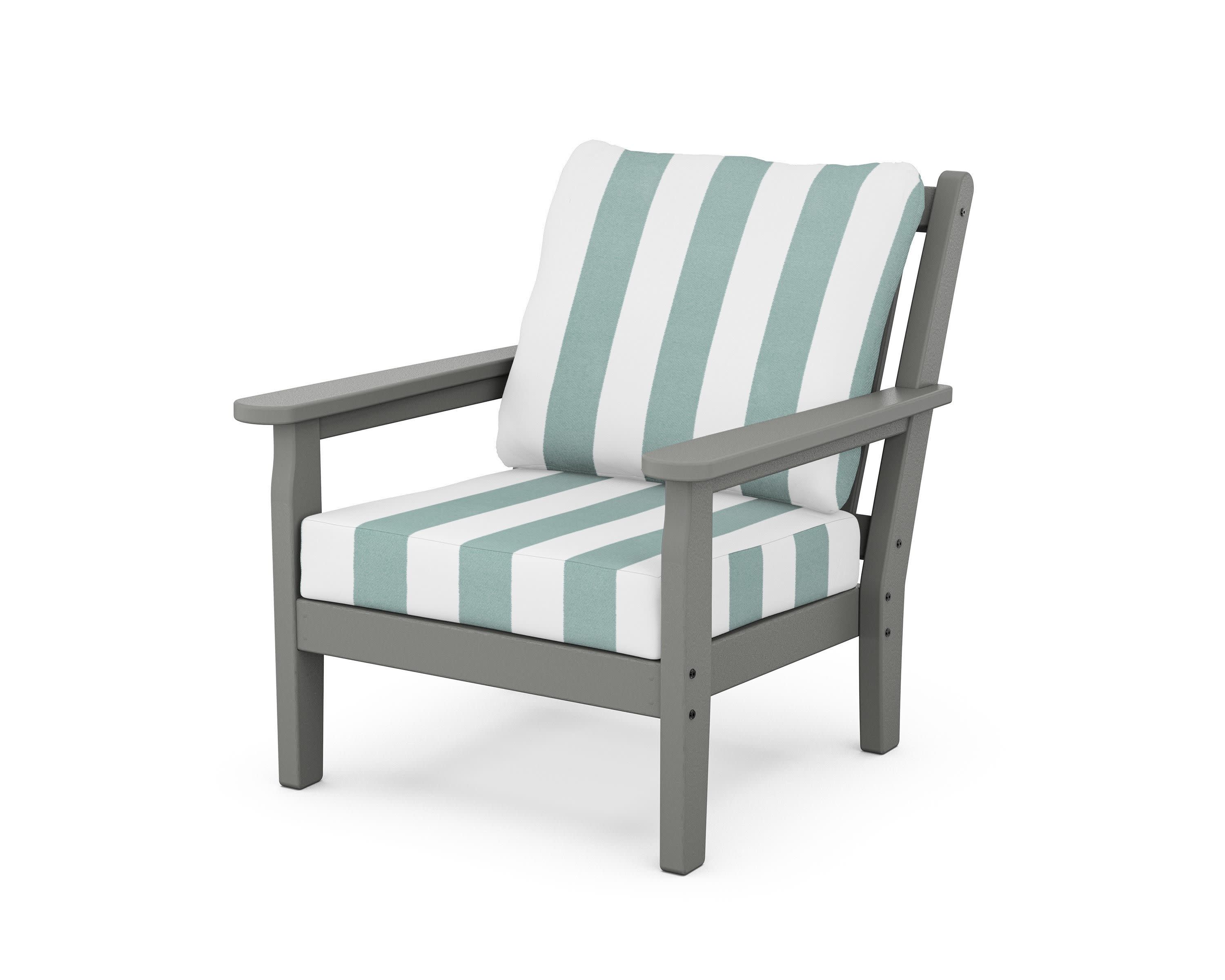 Chippendale Deep Seating Chair in Slate Grey / Cabana Stripe Glacier Spa
