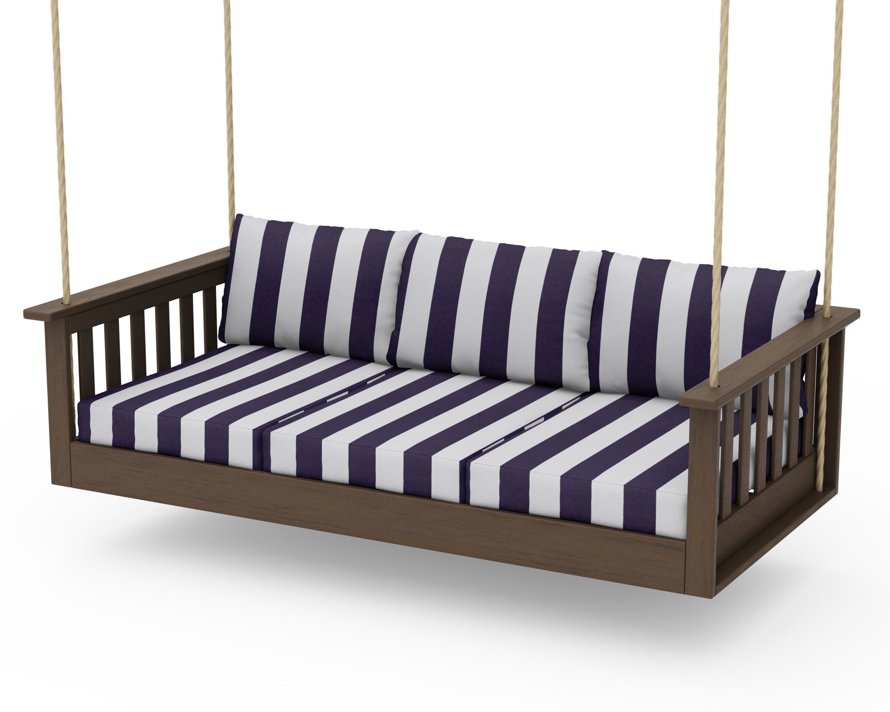 Vineyard Daybed Swing in Kona / Cabana Stripe Navy