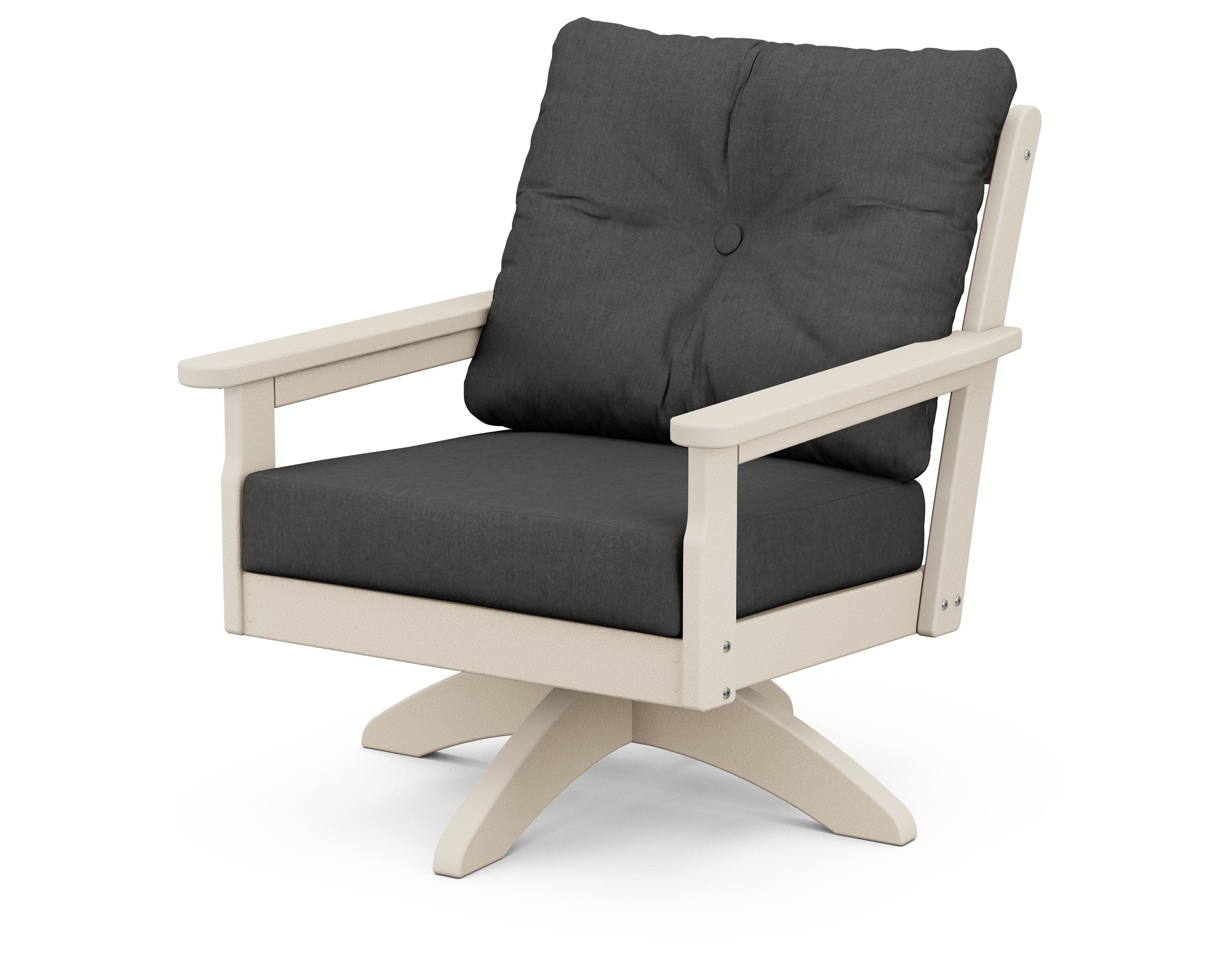 Vineyard Deep Seating Swivel Chair in Sand / Spectrum Carbon