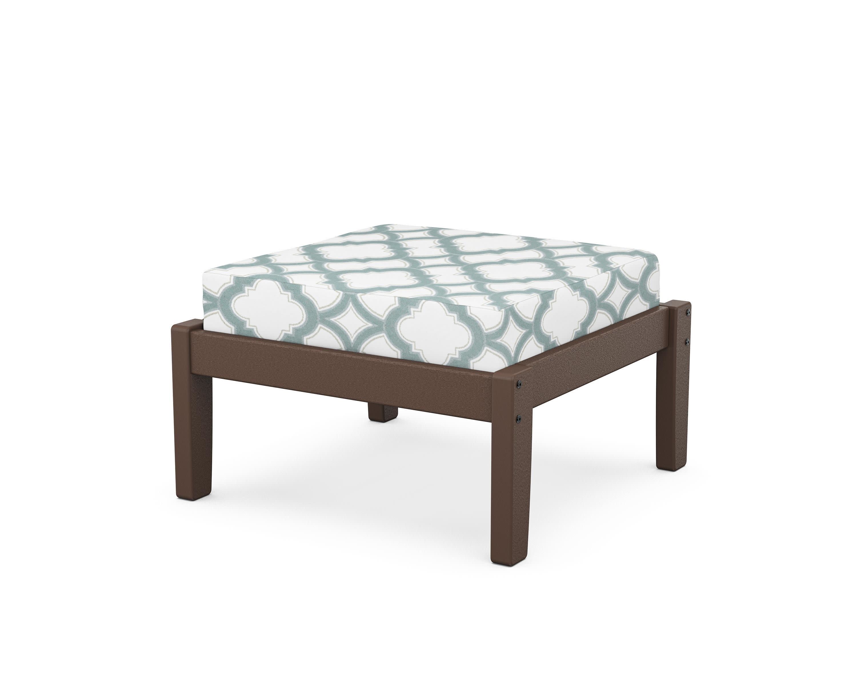 Deep Seating Ottoman in Mahogany / Trellis Glacier Spa