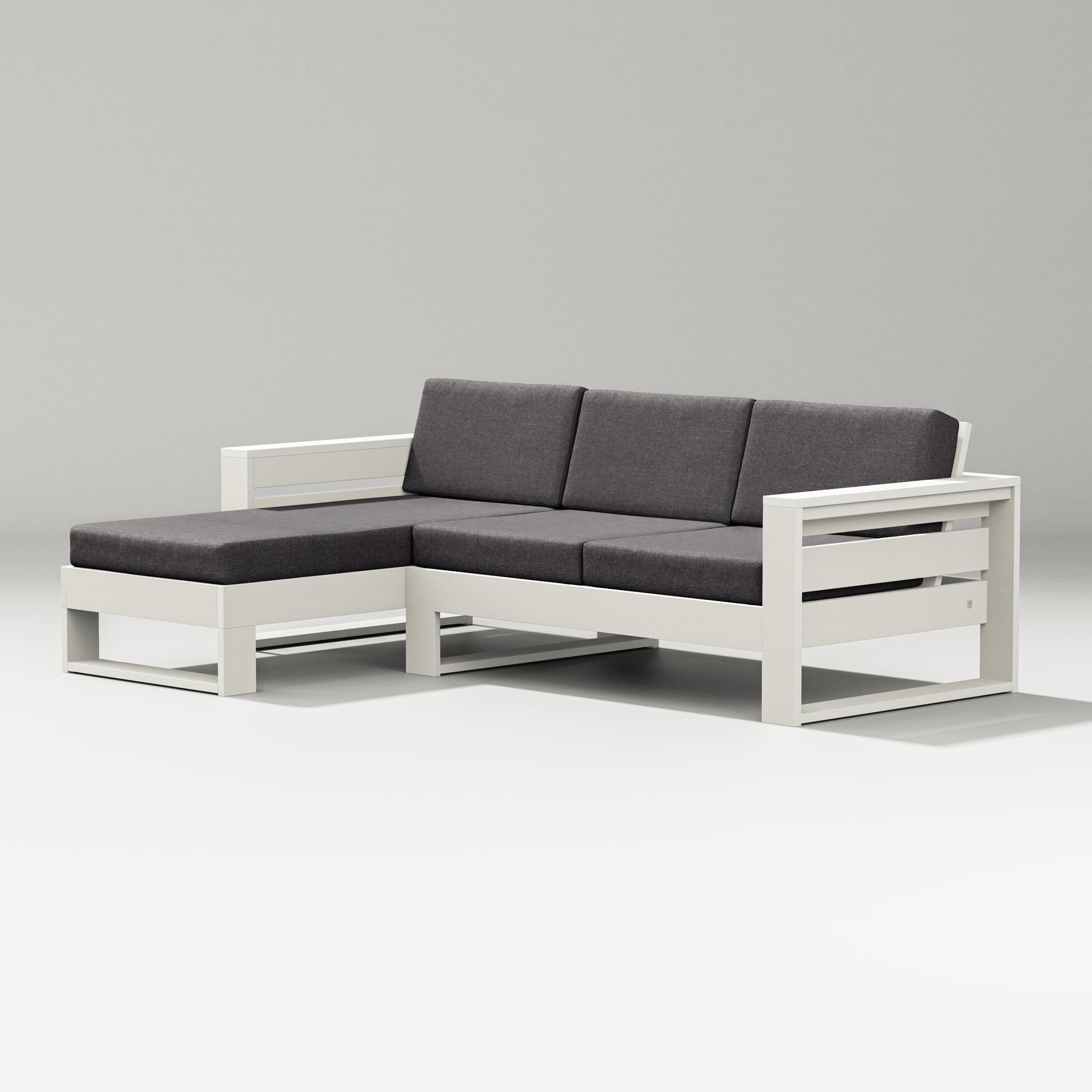 Latitude Left Chaise Sectional in Vintage White / Ash Charcoal