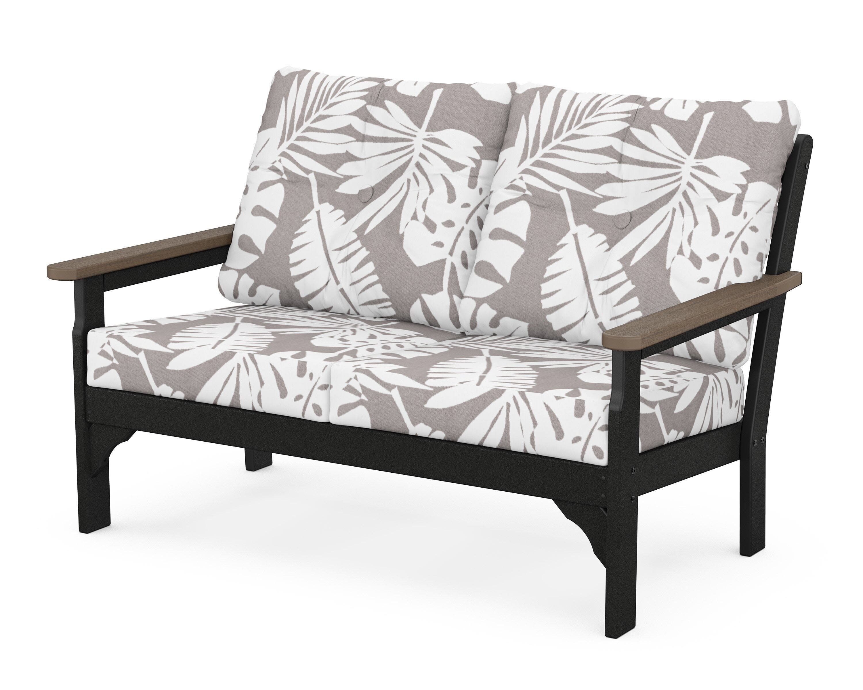Vineyard Deep Seating Loveseat in Black / Kona / Leaf Grey Mist