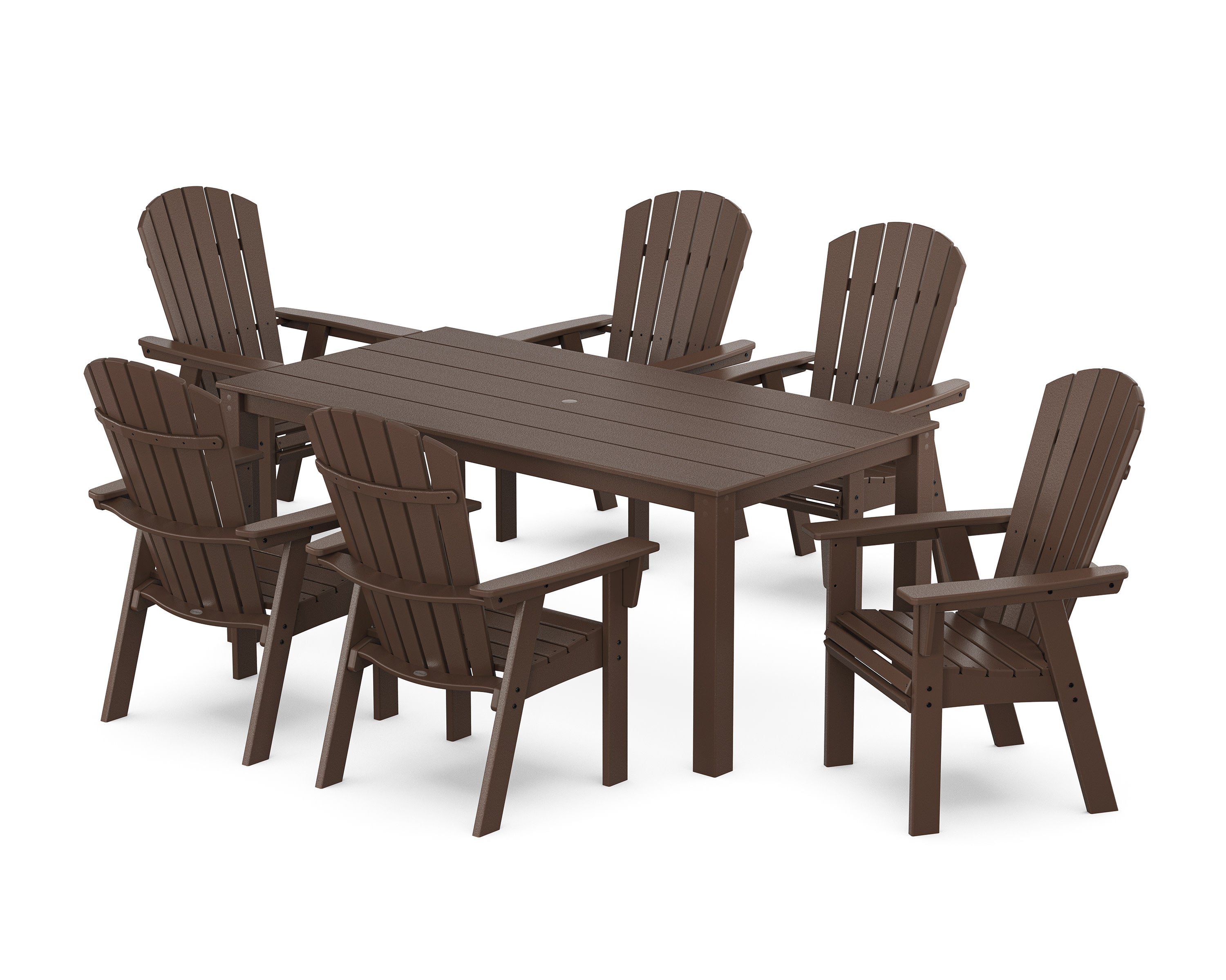 Nautical Curveback Adirondack 7-Piece Parsons Dining Set in Mahogany