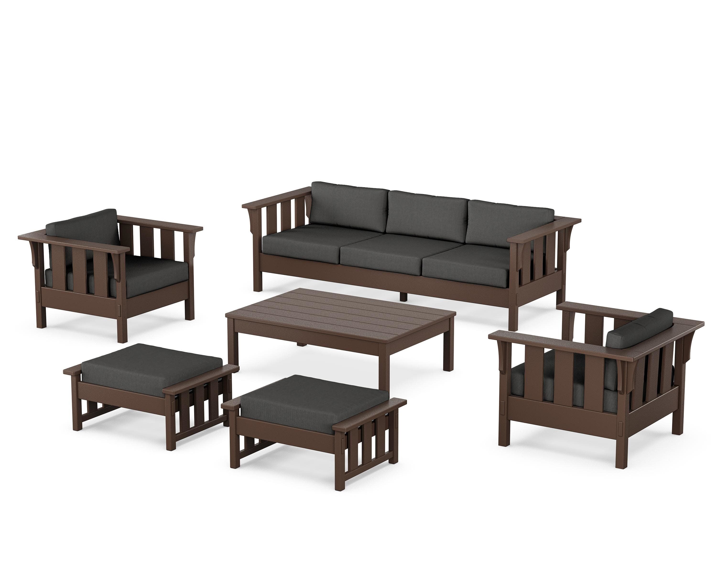 Acadia 6-Piece Lounge Sofa Set in Mahogany / Spectrum Carbon