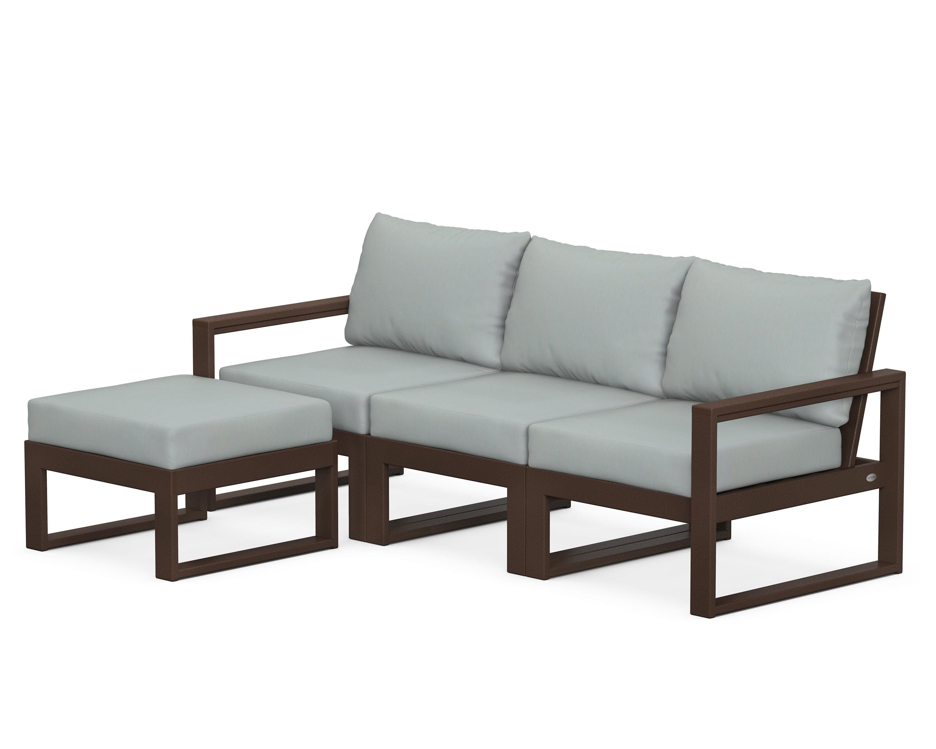 EDGE 4-Piece Modular Deep Seating Set with Ottoman in Mahogany / Spa