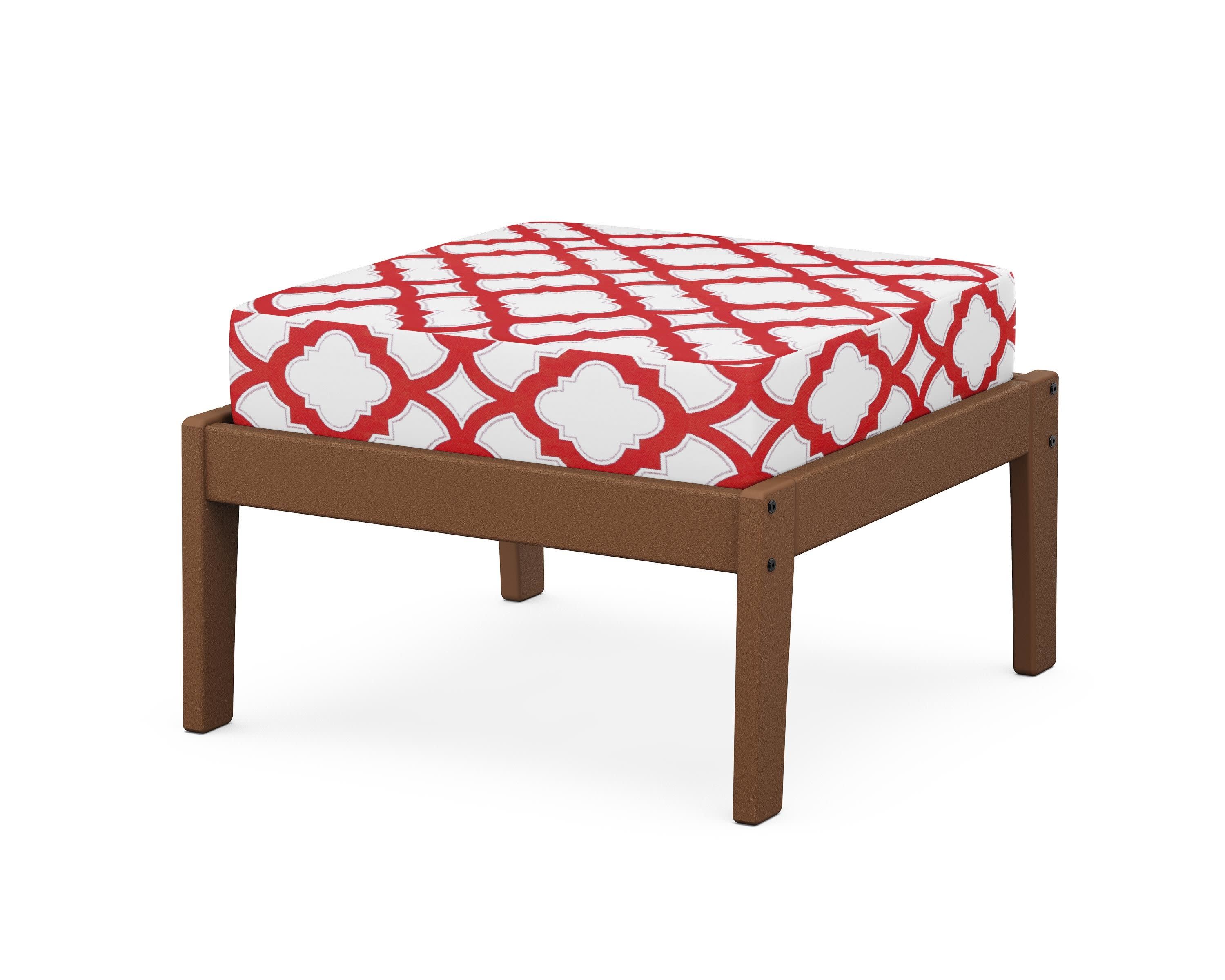 Deep Seating Ottoman in Teak / Trellis Crimson