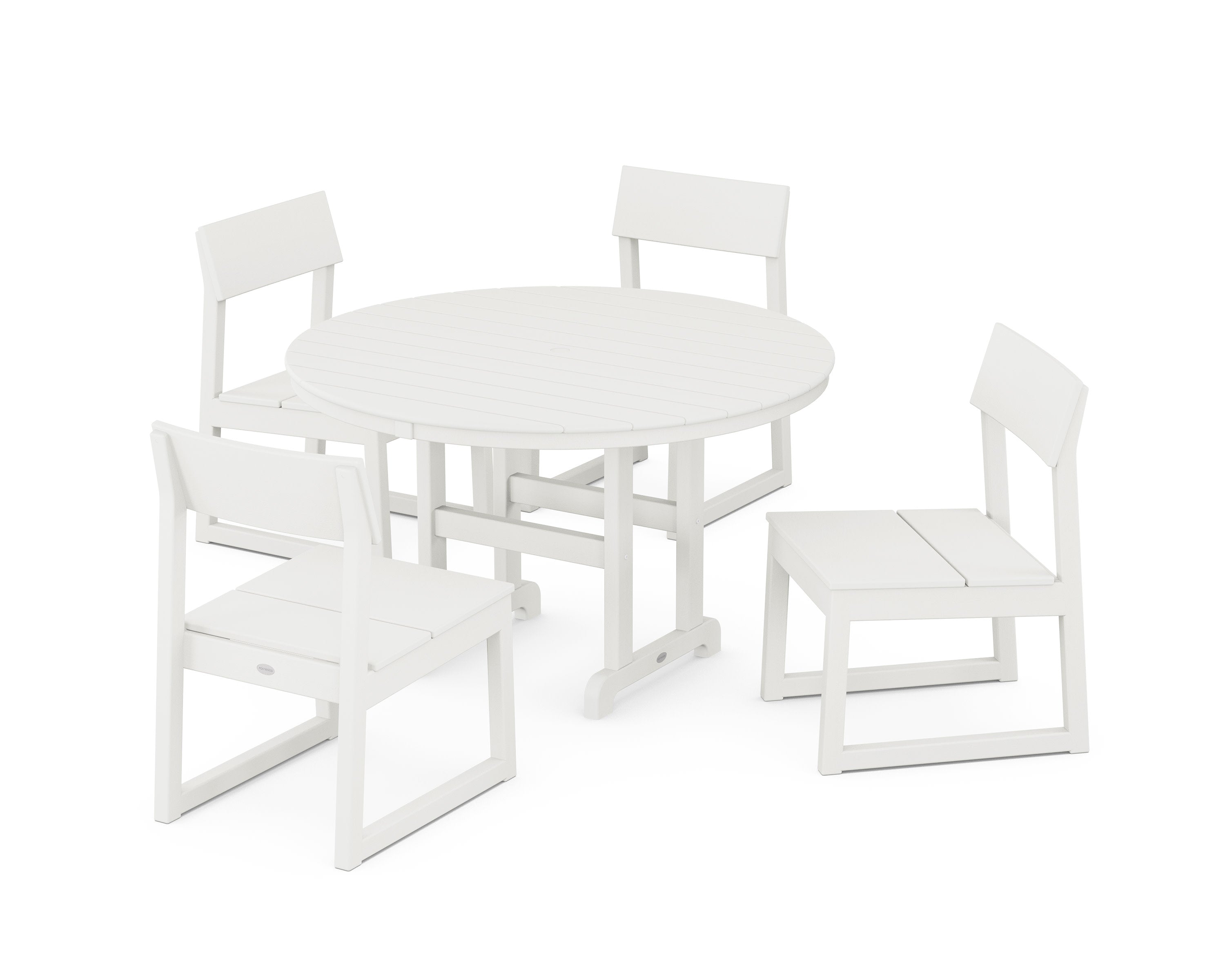 EDGE Side Chair 5-Piece Round Farmhouse Dining Set in Vintage White