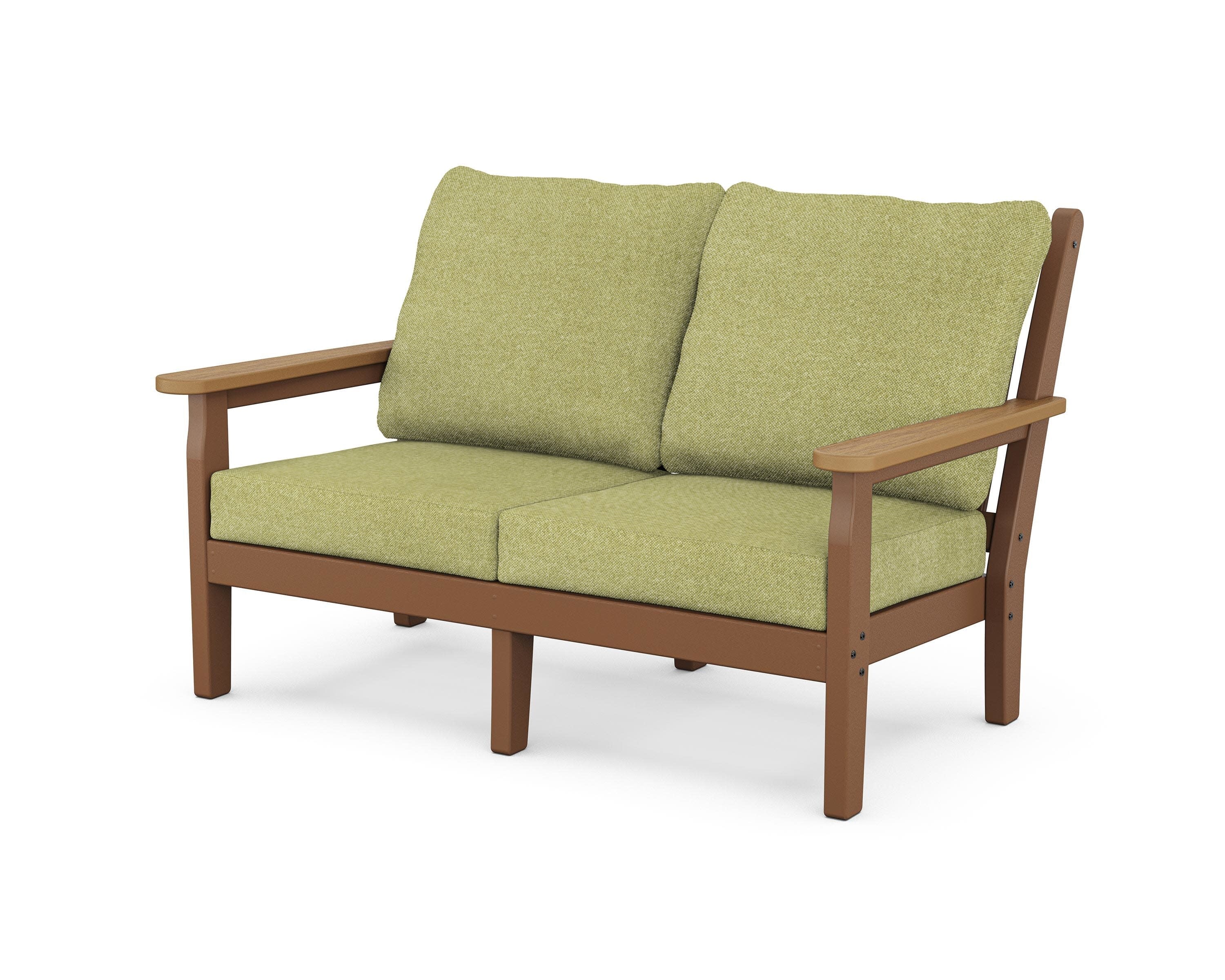 Chippendale Deep Seating Loveseat in Teak / Natural / Chartreuse Boucle