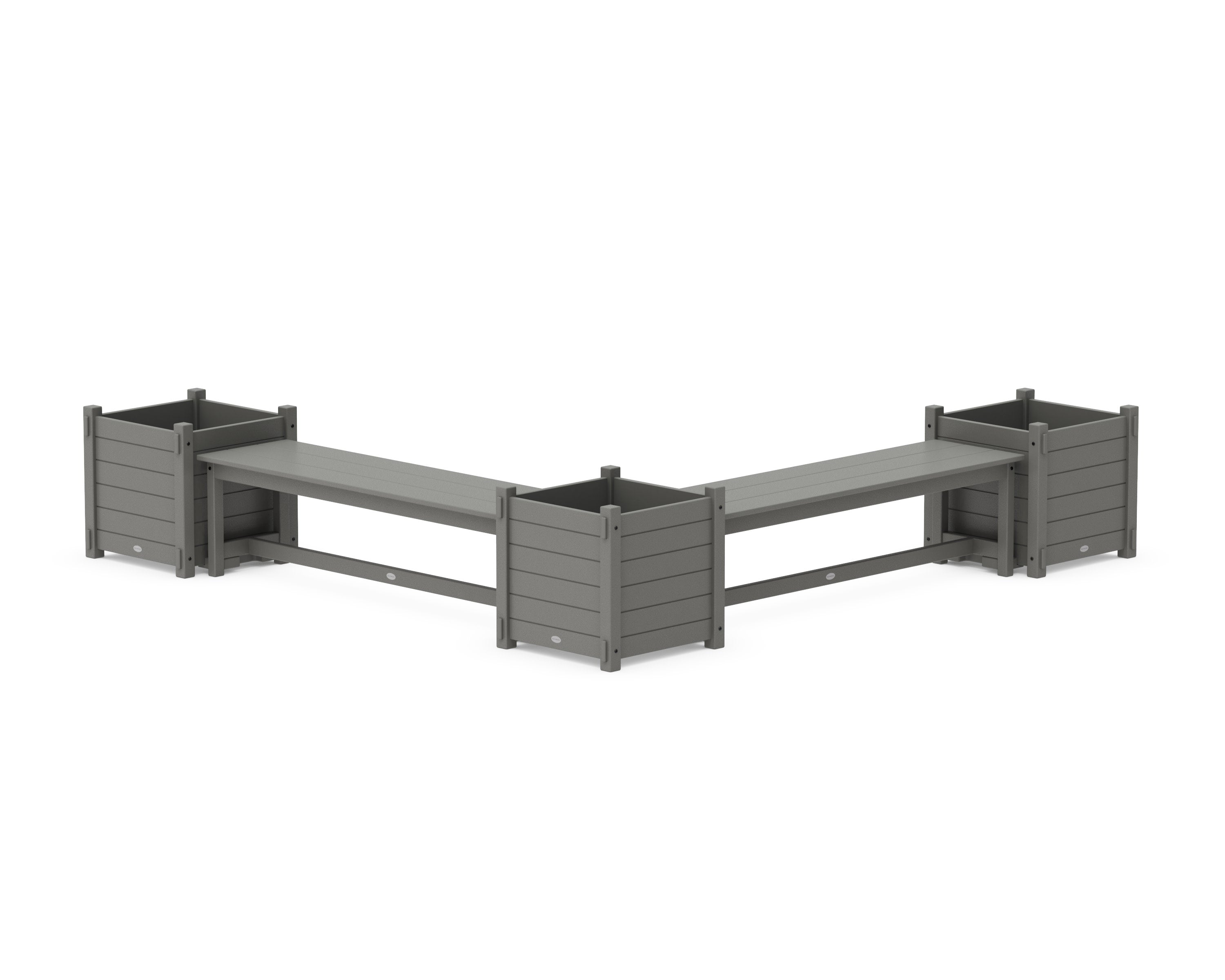 60" Nautical L- Shaped Planter Bench Corner Set - Large in Slate Grey