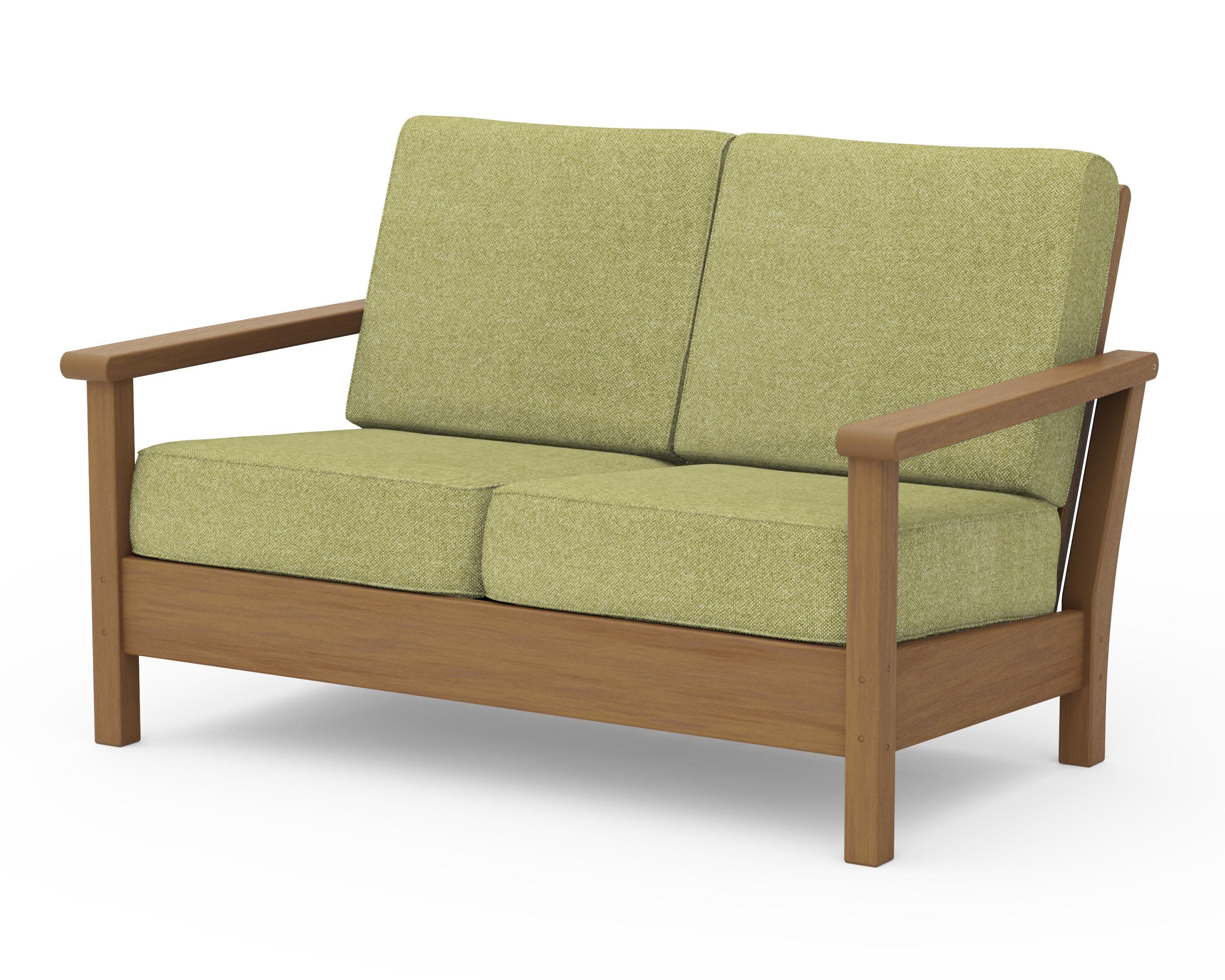 Harbour Deep Seating Loveseat in Natural / Chartreuse Boucle