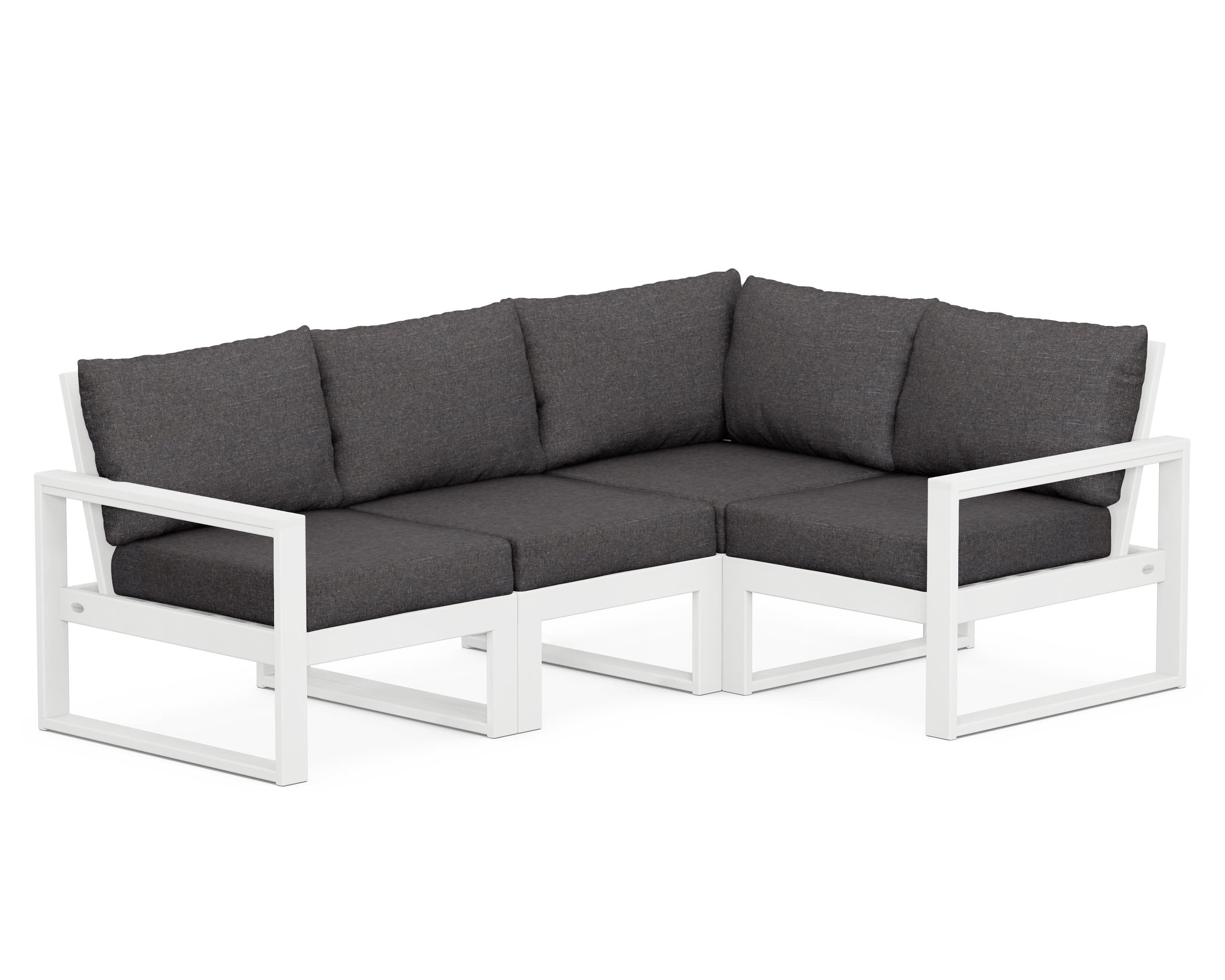 EDGE 4-Piece Modular Deep Seating Set in White / Ash Charcoal
