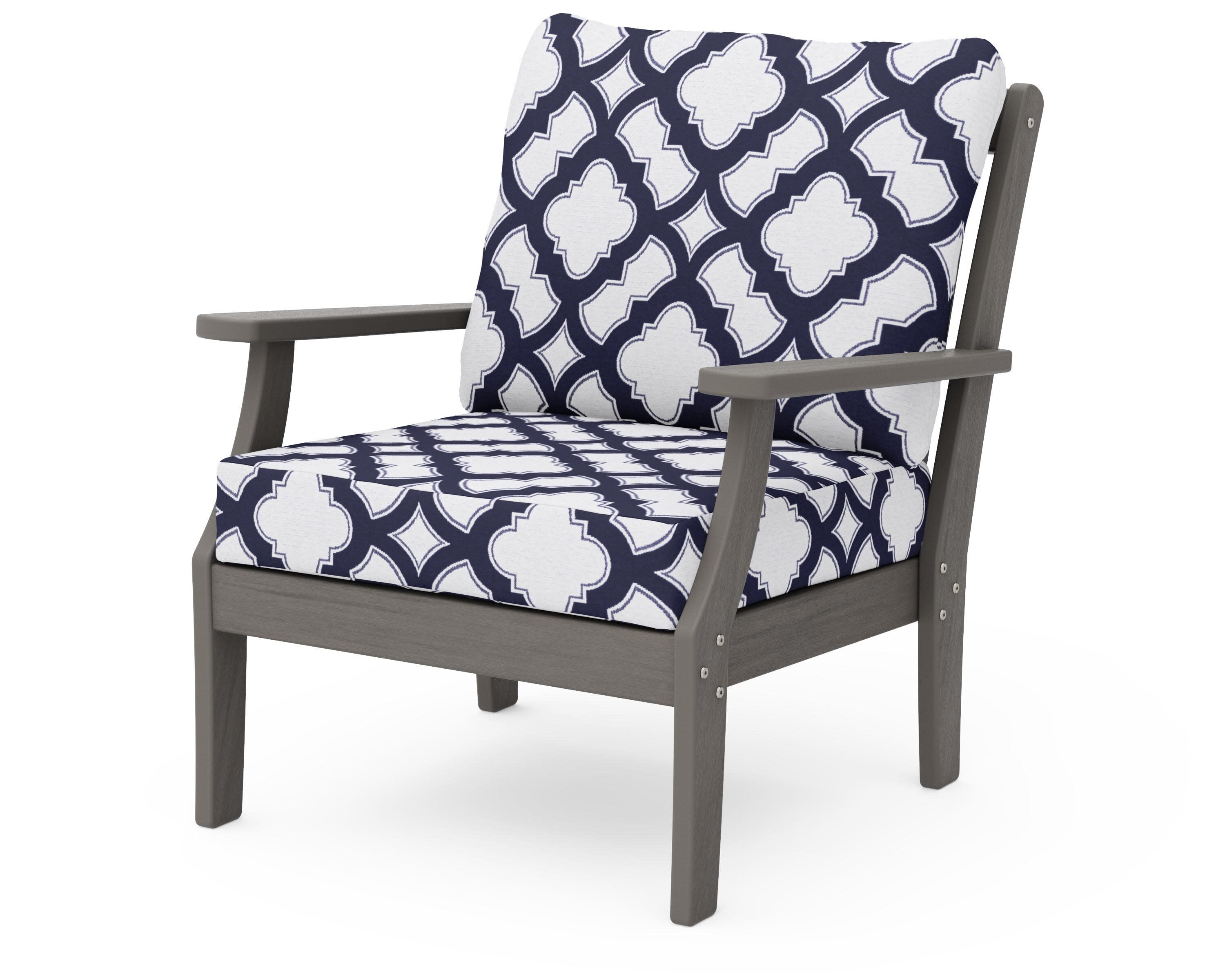 Braxton Deep Seating Chair in Driftwood / Trellis Navy