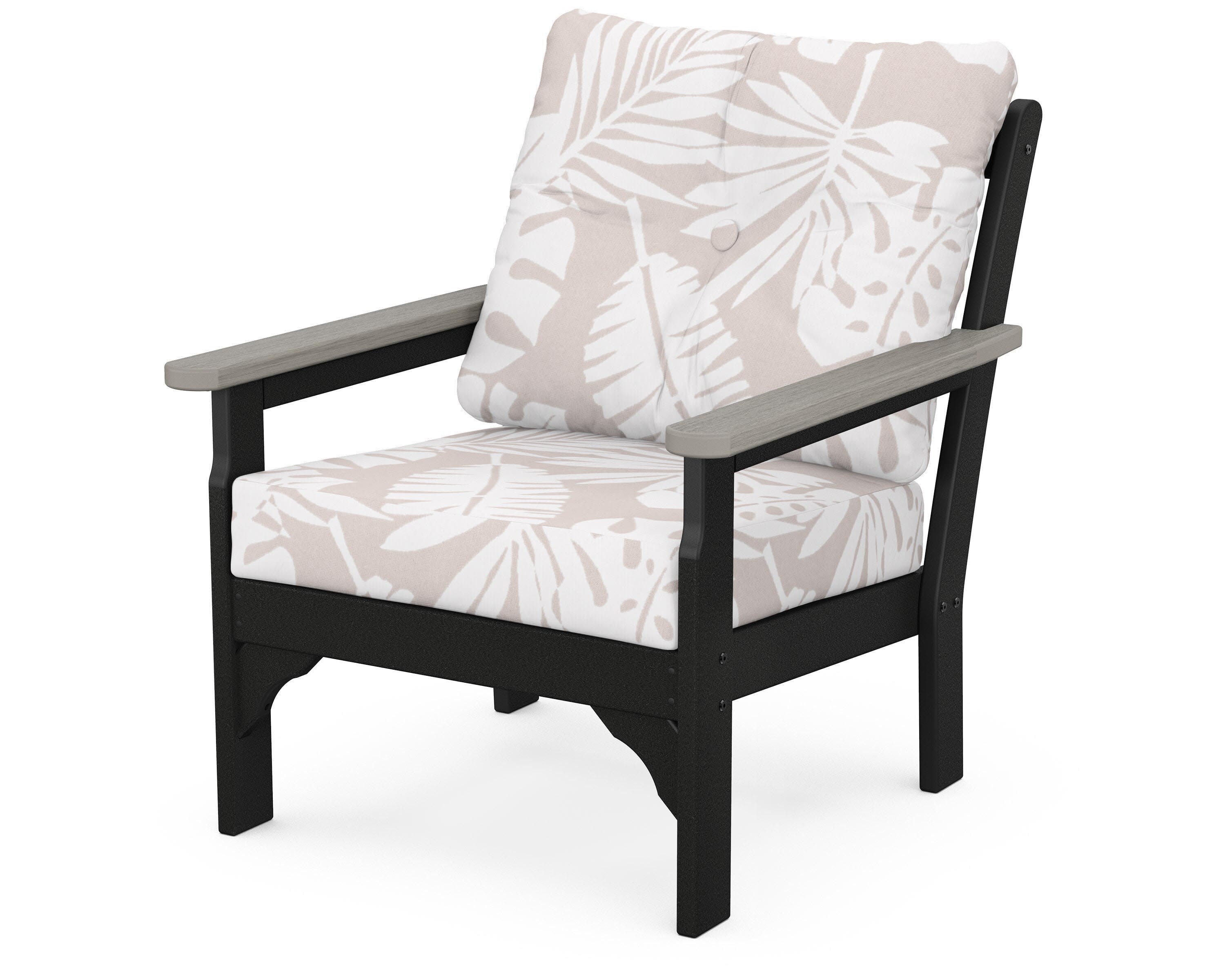 Vineyard Deep Seating Chair in Black / Driftwood / Leaf Dune Burlap