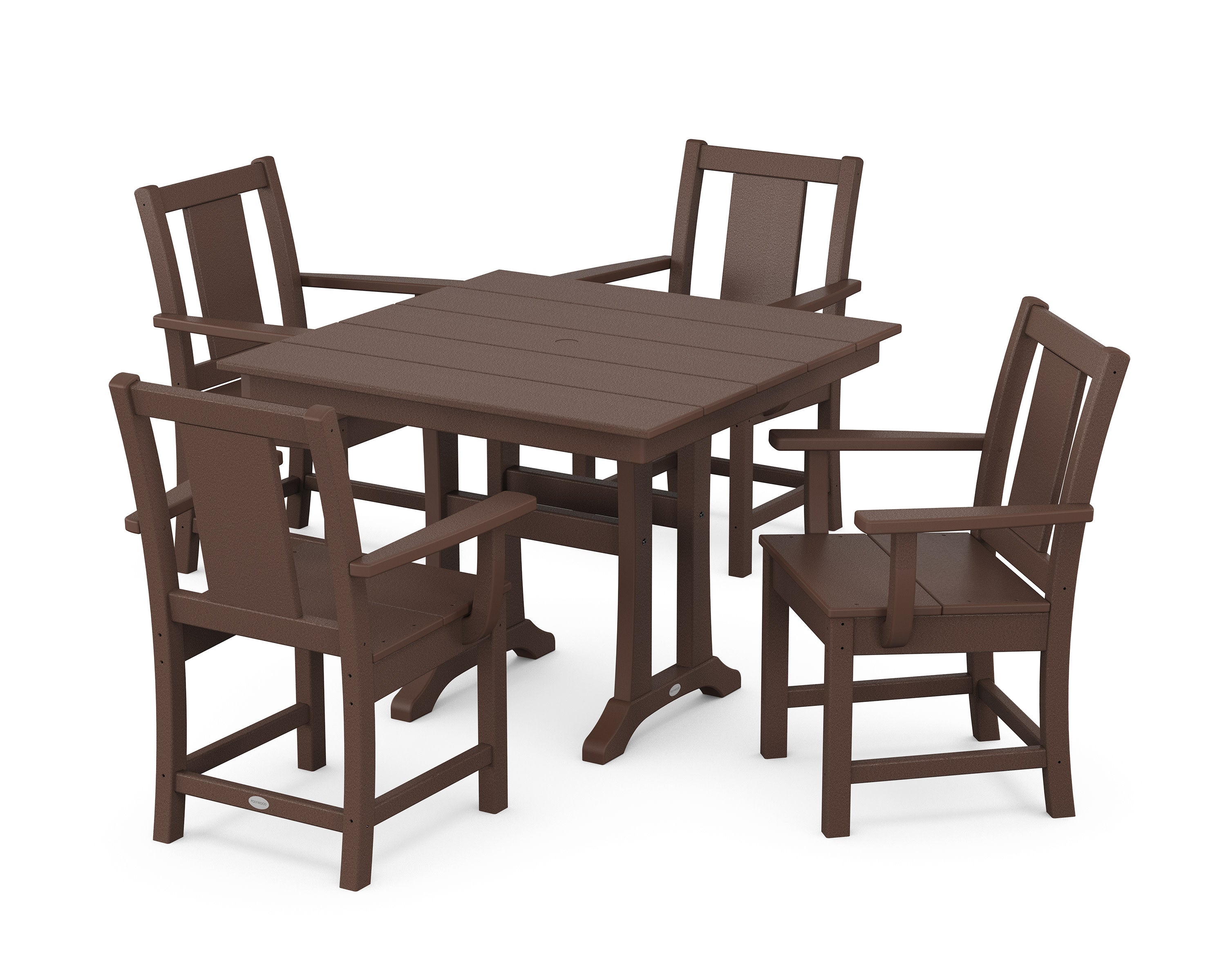 Prairie 5-Piece Farmhouse Dining Set with Trestle Legs in Mahogany