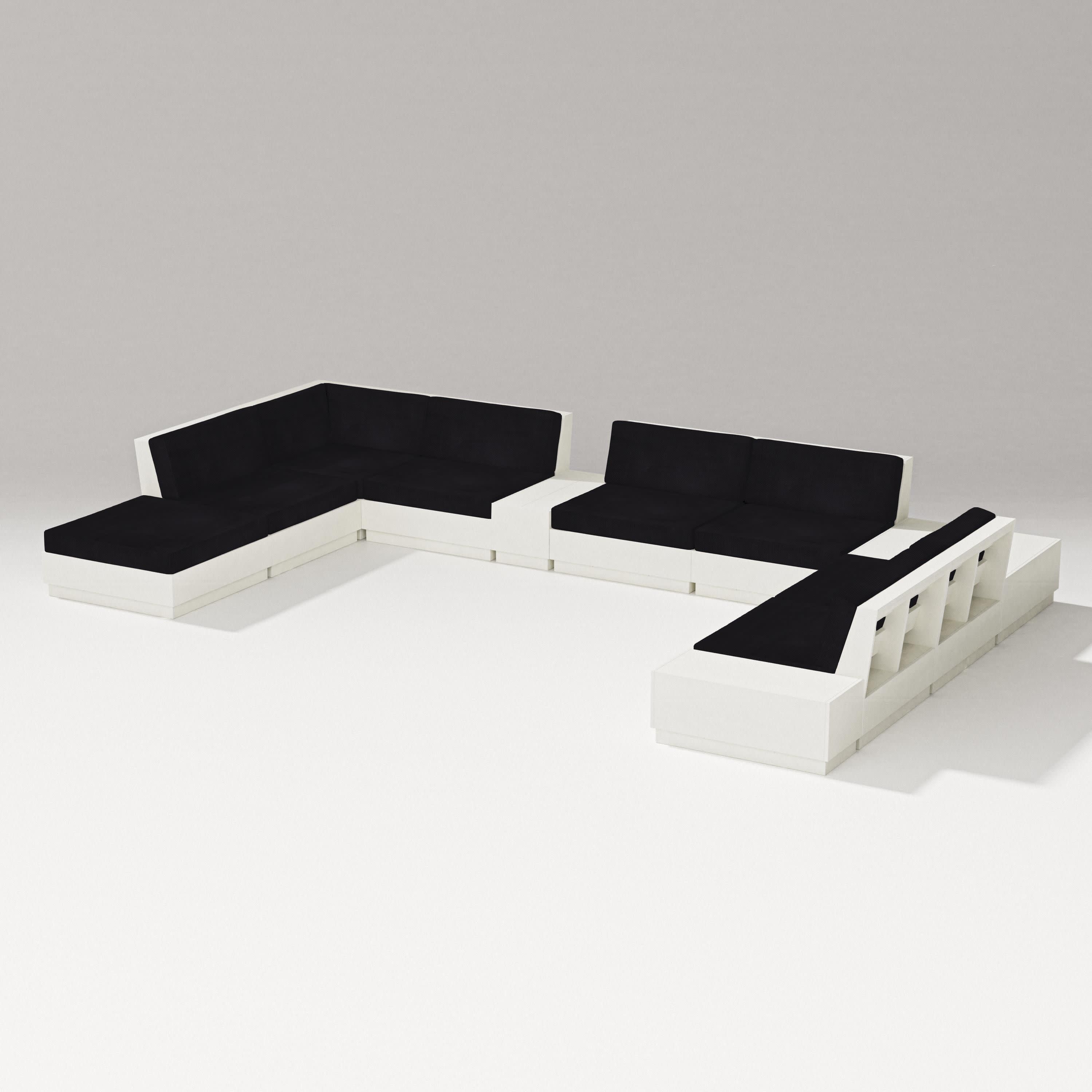 Elevate 11-Piece Conversation Sectional Set in Vintage White / Midnight Linen