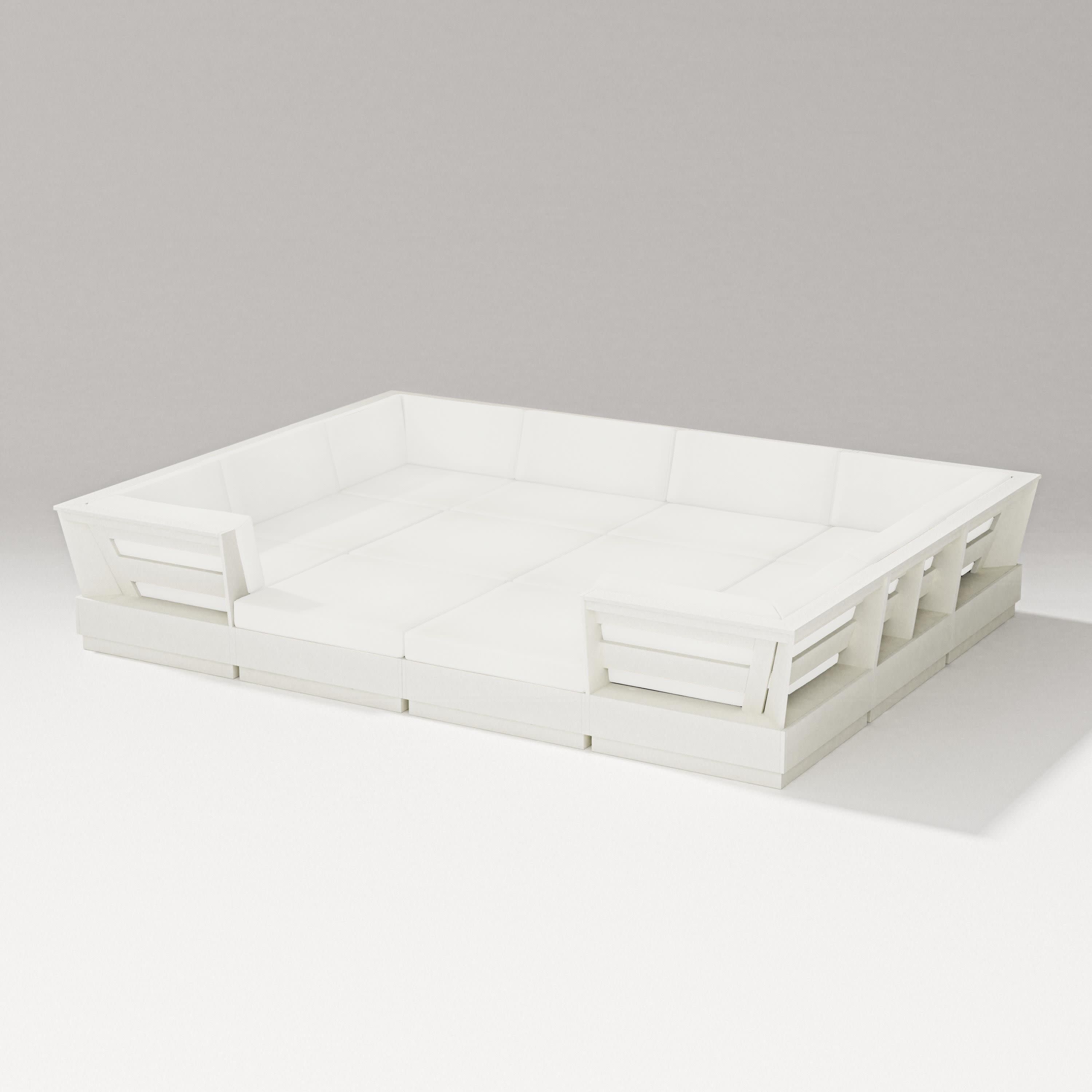 Elevate 12-Piece Pit Sectional in Vintage White / Natural Linen