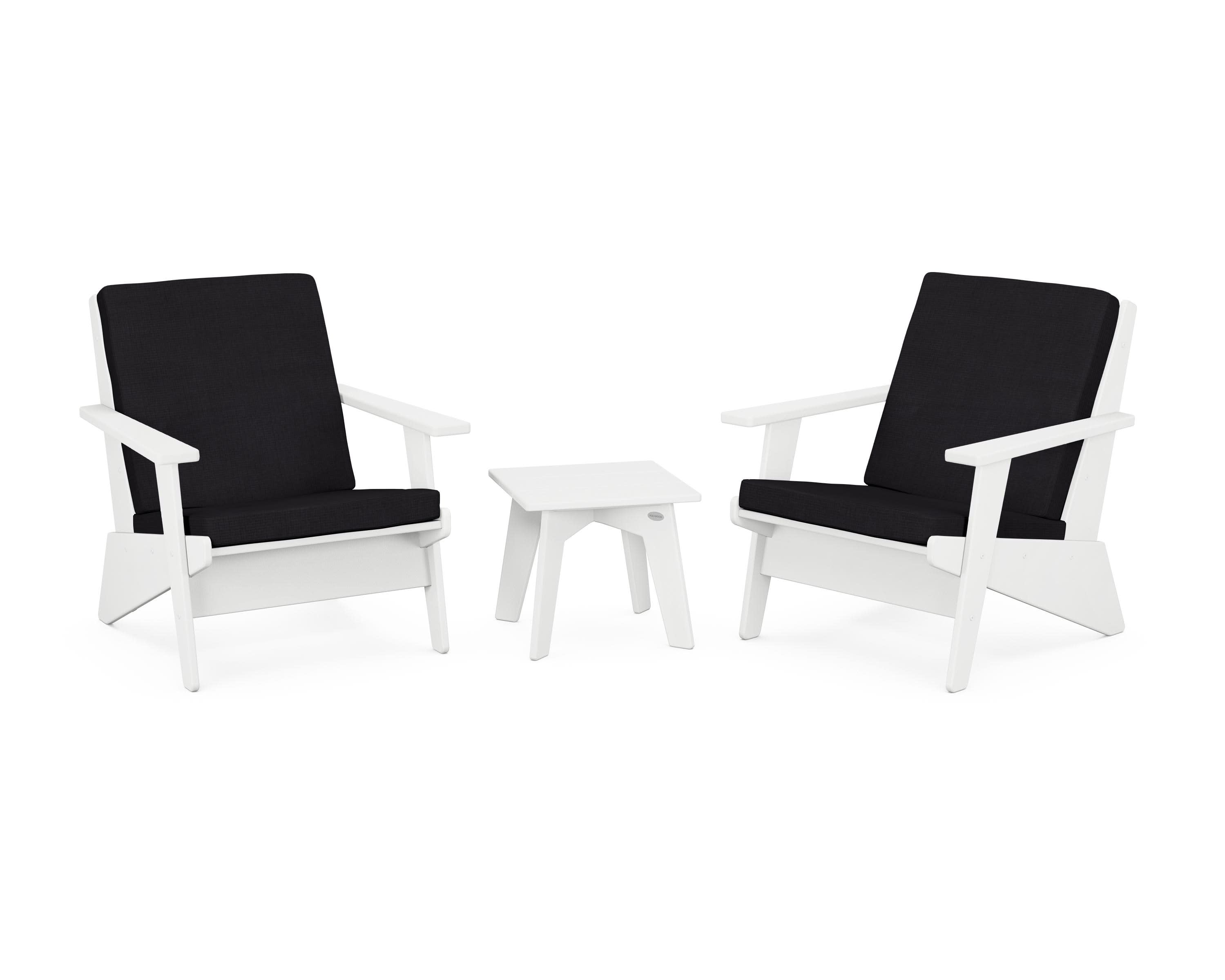 Riviera Modern Lounge 3-Piece Set in White / Midnight Linen