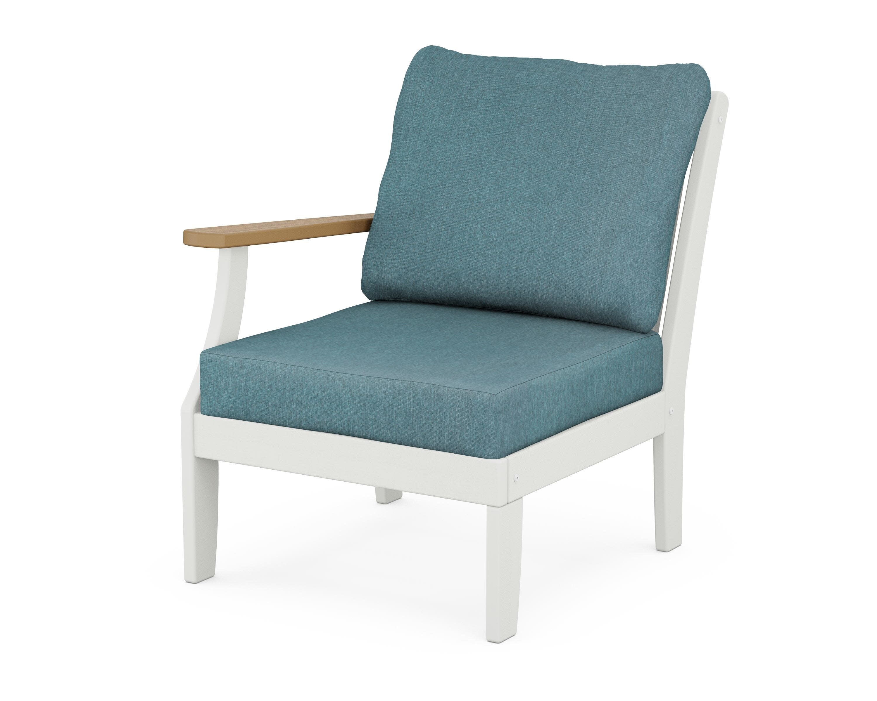 Braxton Modular Left Arm Chair in White / Natural / Ocean Teal