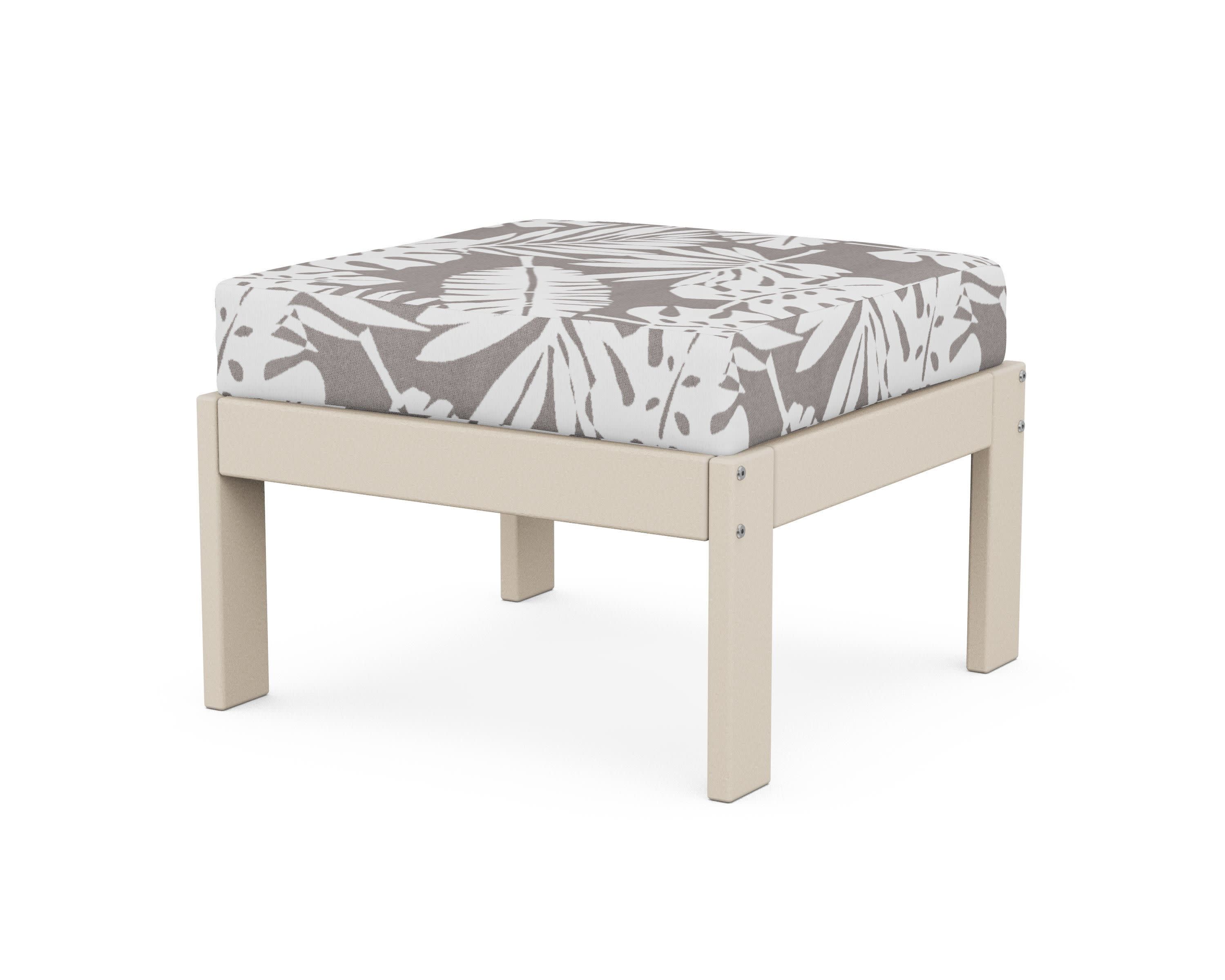 Vineyard Modular Ottoman in Sand / Leaf Grey Mist