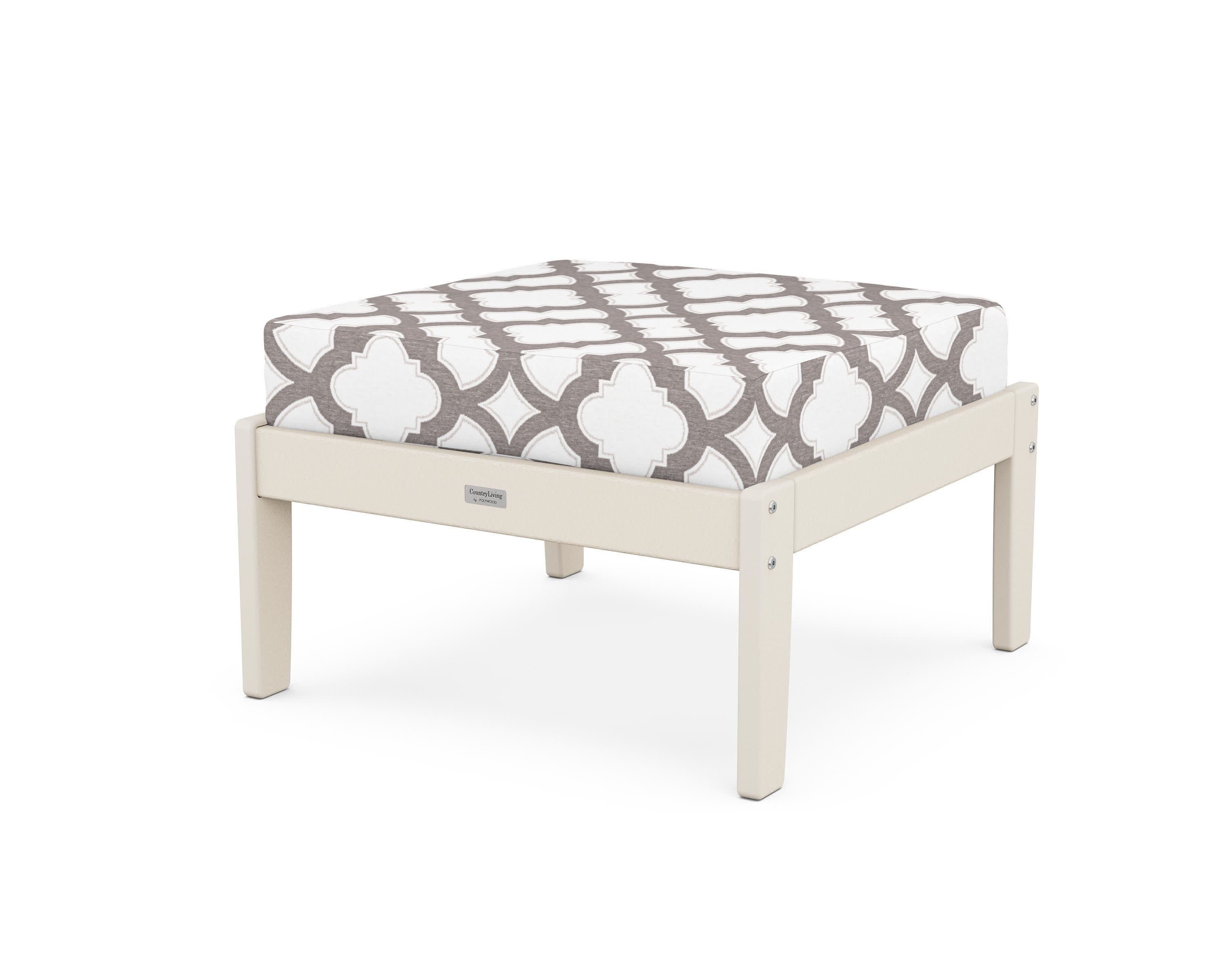 Cottage Deep Seating Ottoman in Sand / Trellis Grey Mist
