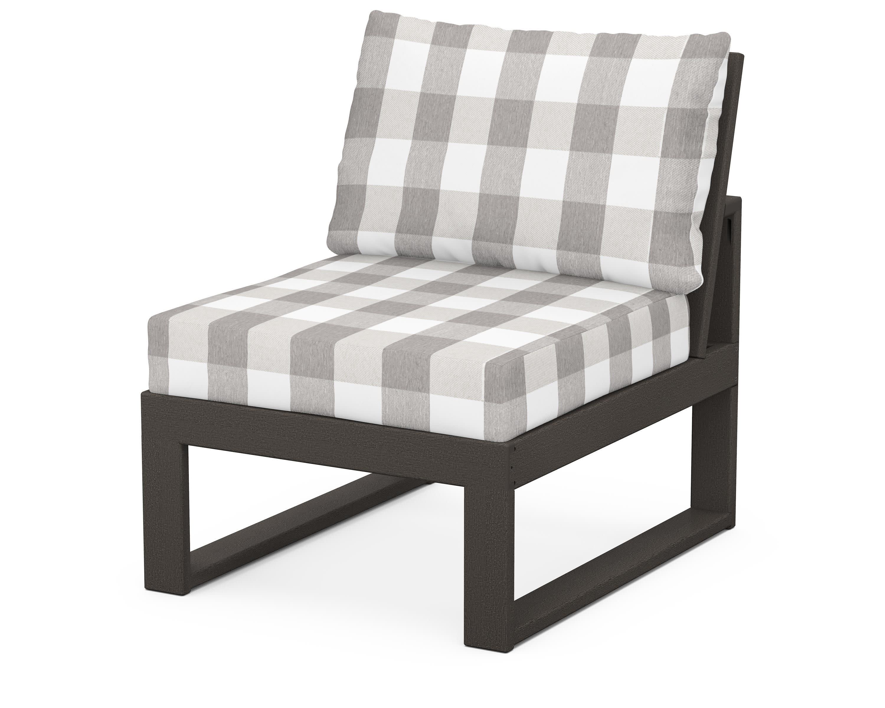 Modular Armless Chair in Vintage Coffee / Buffalo Plaid Grey Mist