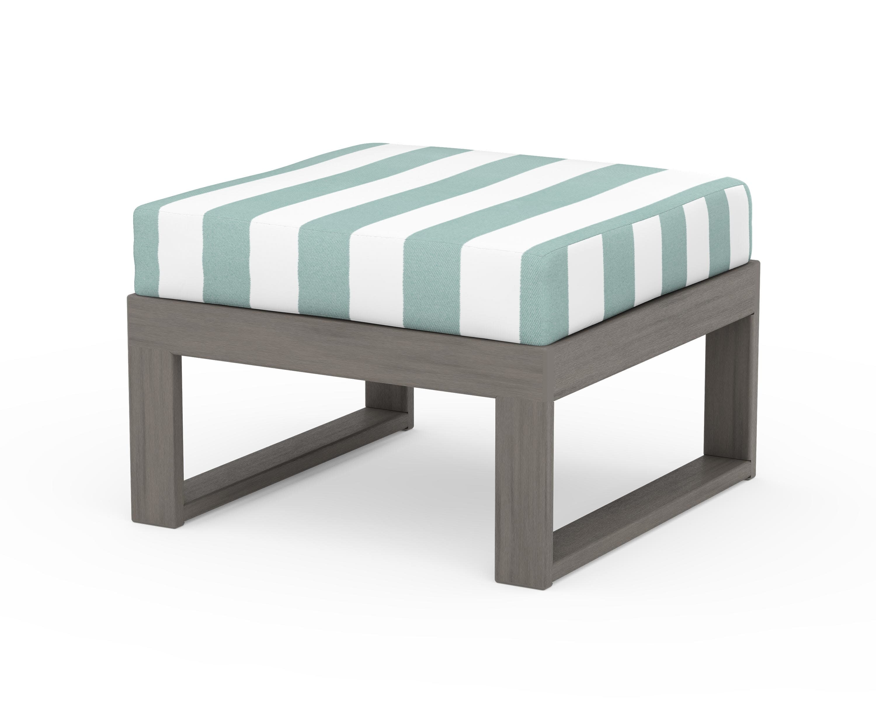 Modular Ottoman - Modern in Driftwood / Cabana Stripe Glacier Spa