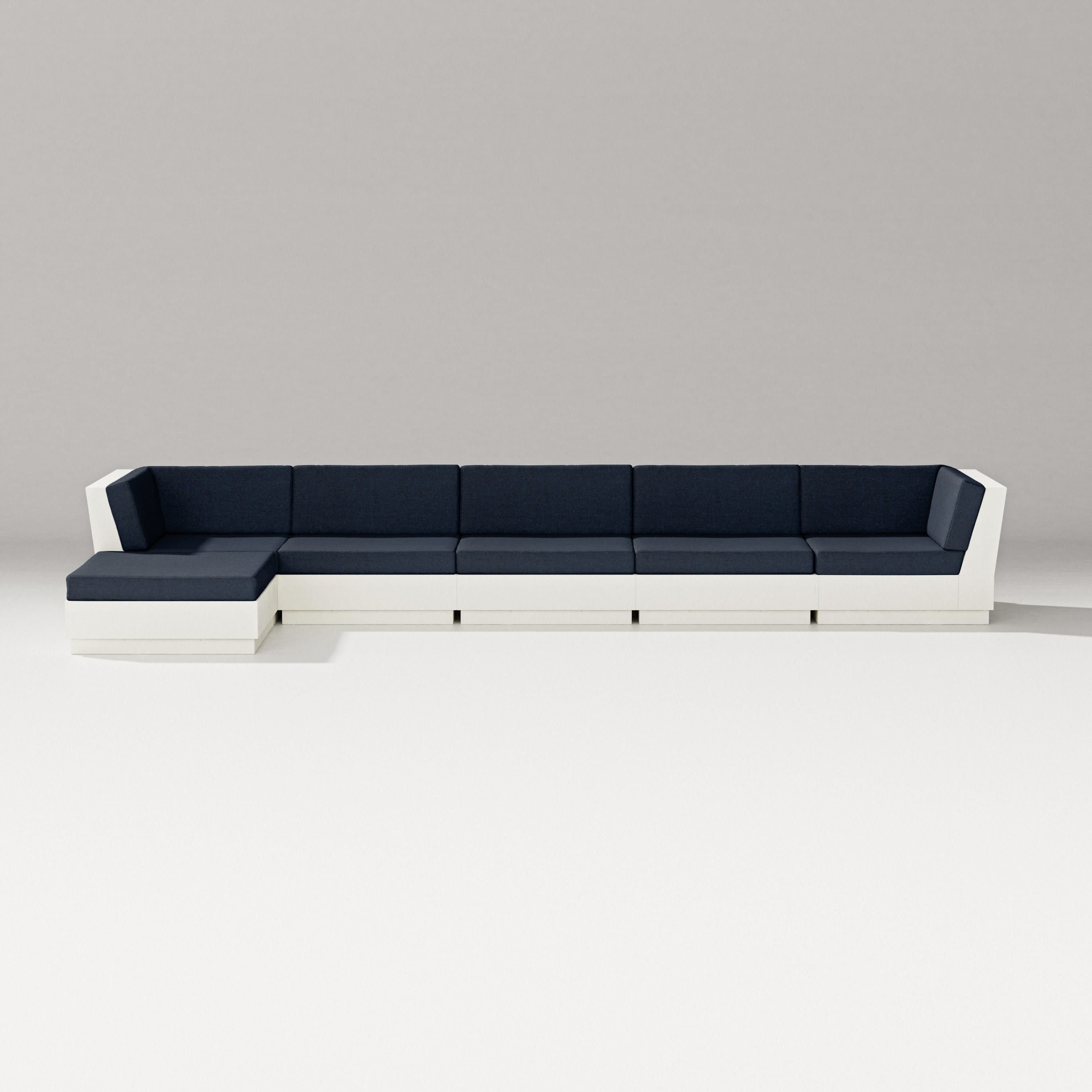 Elevate 6-Piece Chaise Sectional in Vintage White / Marine Indigo
