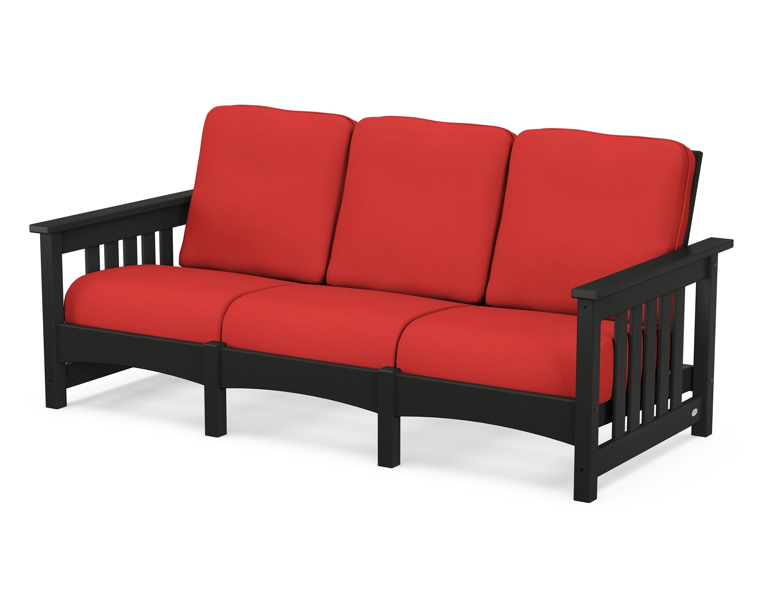 Club Mission Sofa in Black / Crimson Linen