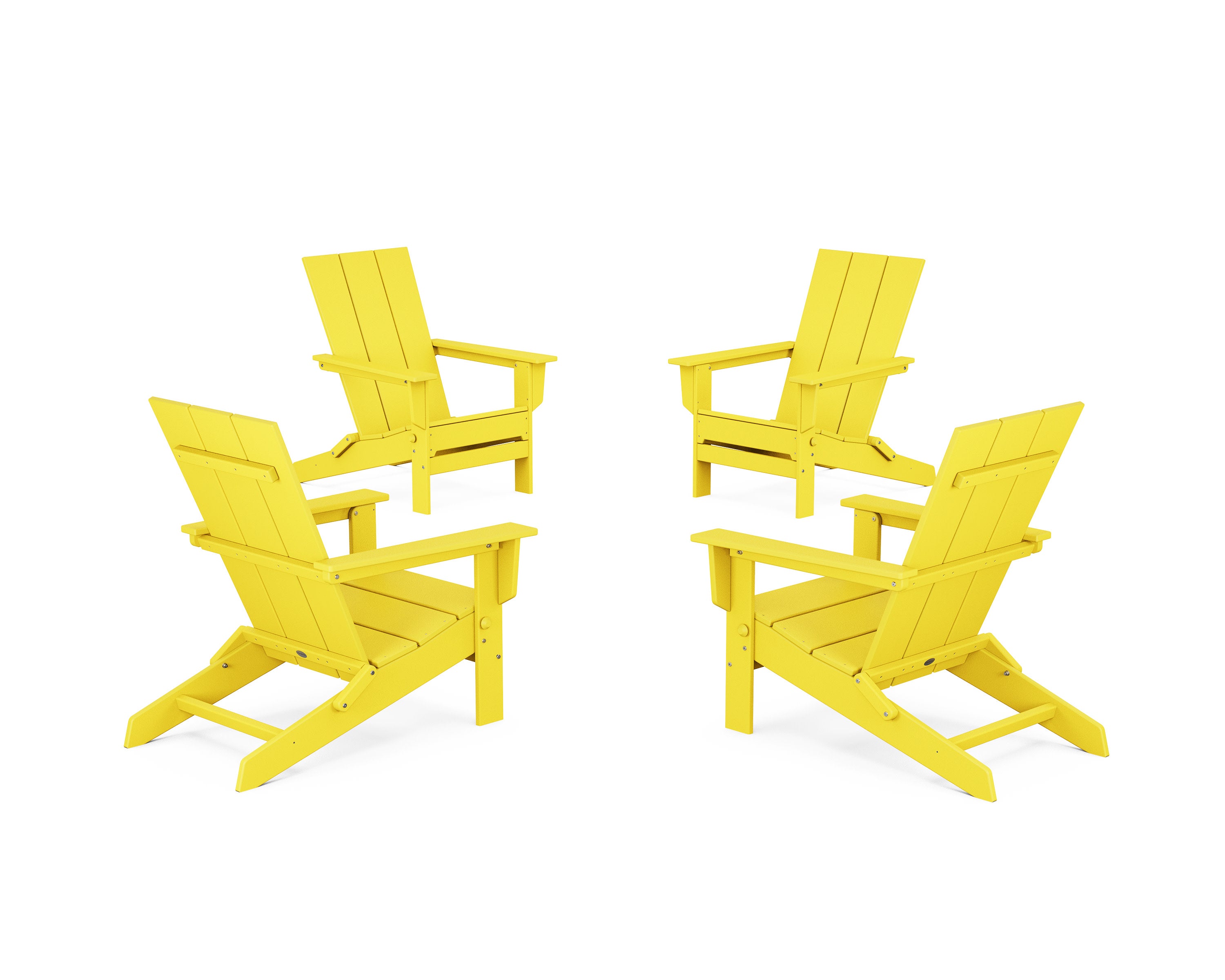 4-Piece Modern Studio Folding Adirondack Chair Conversation Set in Lemon