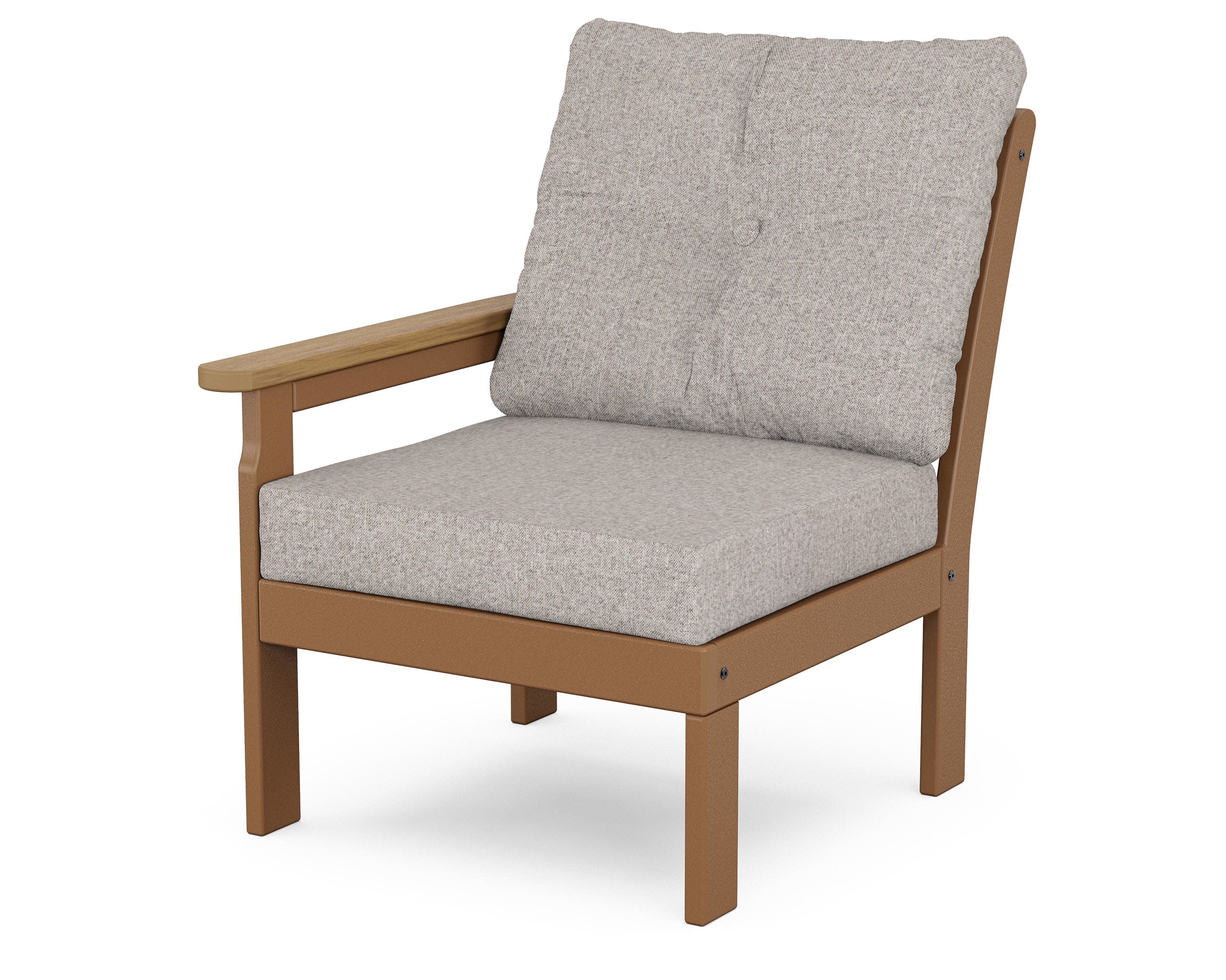 Vineyard Modular Left Arm Chair in Teak / Natural / Weathered Tweed