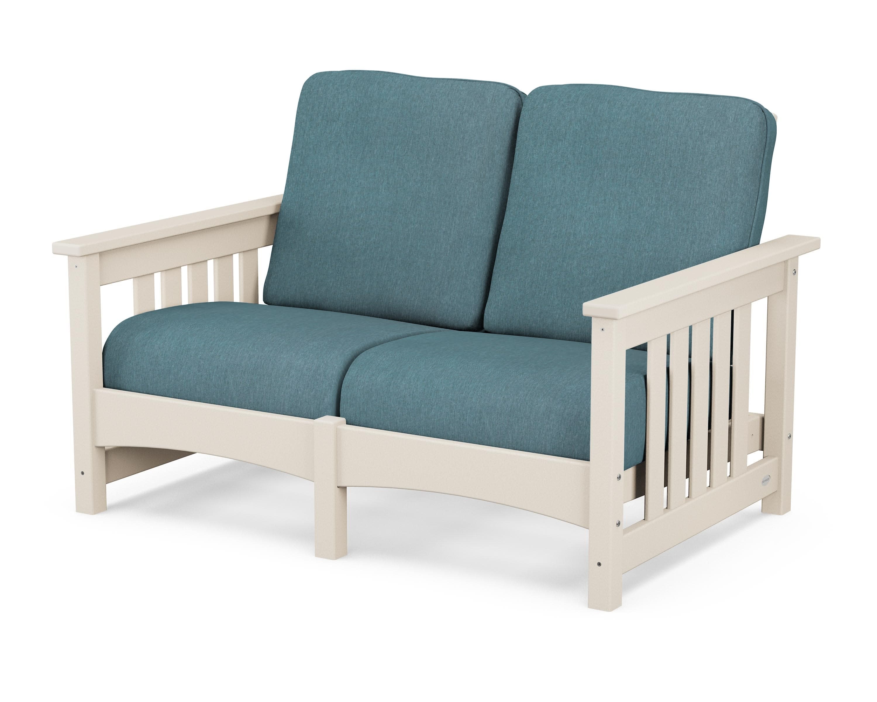 Club Mission Loveseat in Sand / Ocean Teal