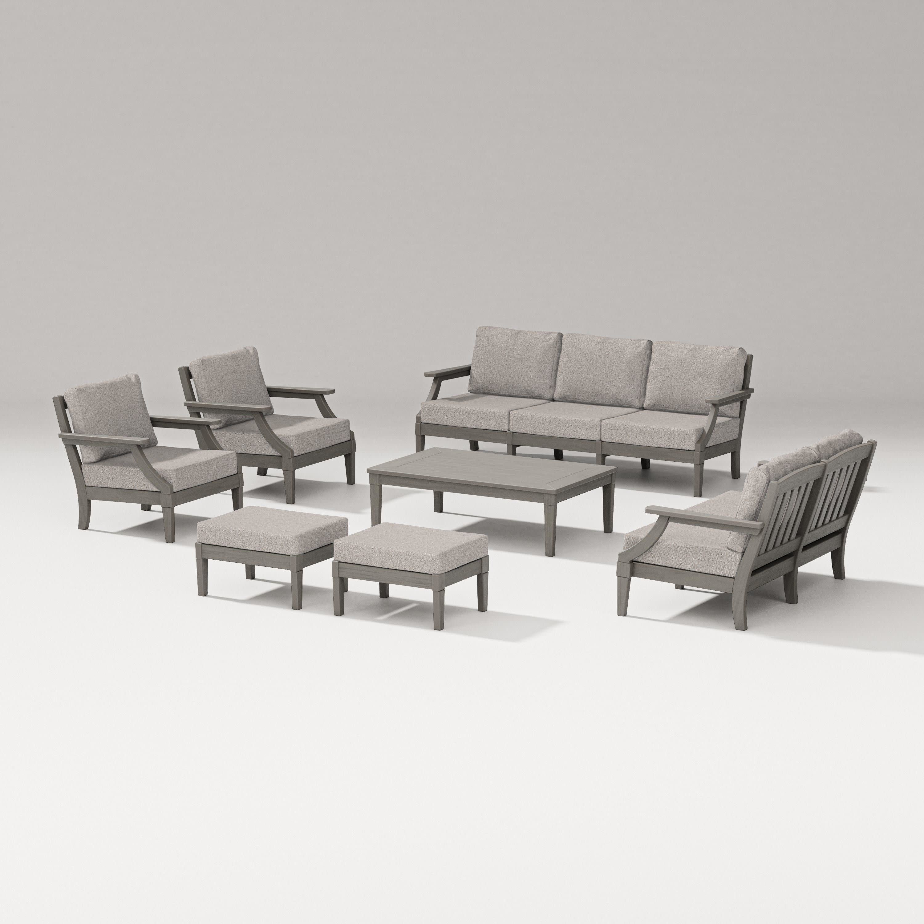Estate 7-Piece Lounge Sofa Set in Driftwood / Weathered Tweed