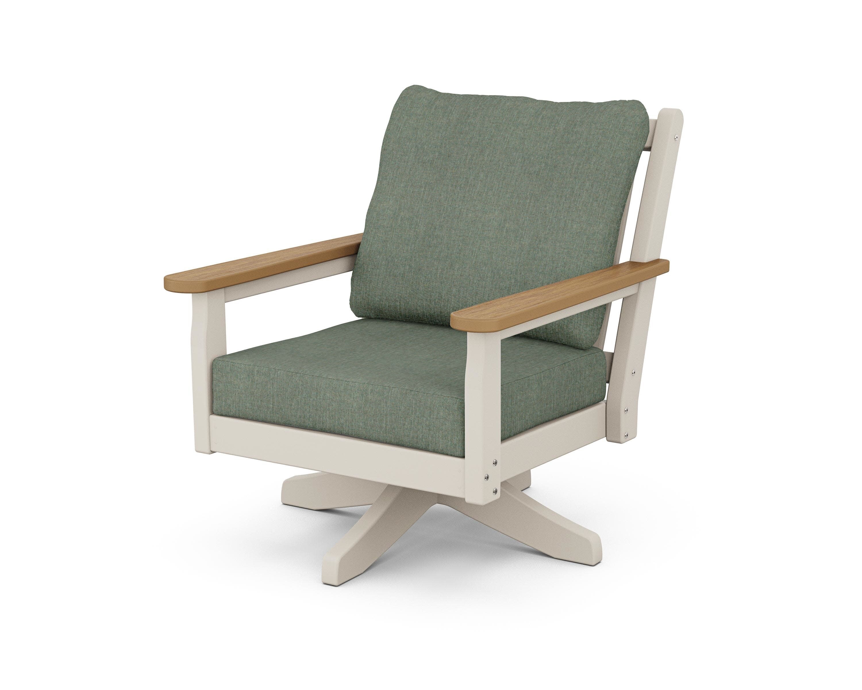 Chippendale Deep Seating Swivel Chair in Sand / Natural / Cast Sage