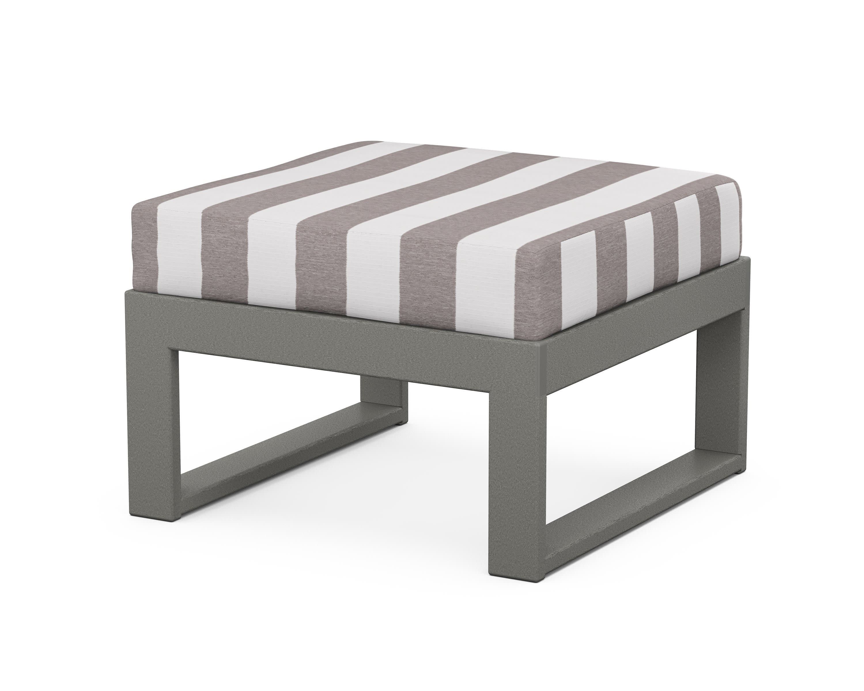 Modular Ottoman - Modern in Slate Grey / Cabana Stripe Grey Mist