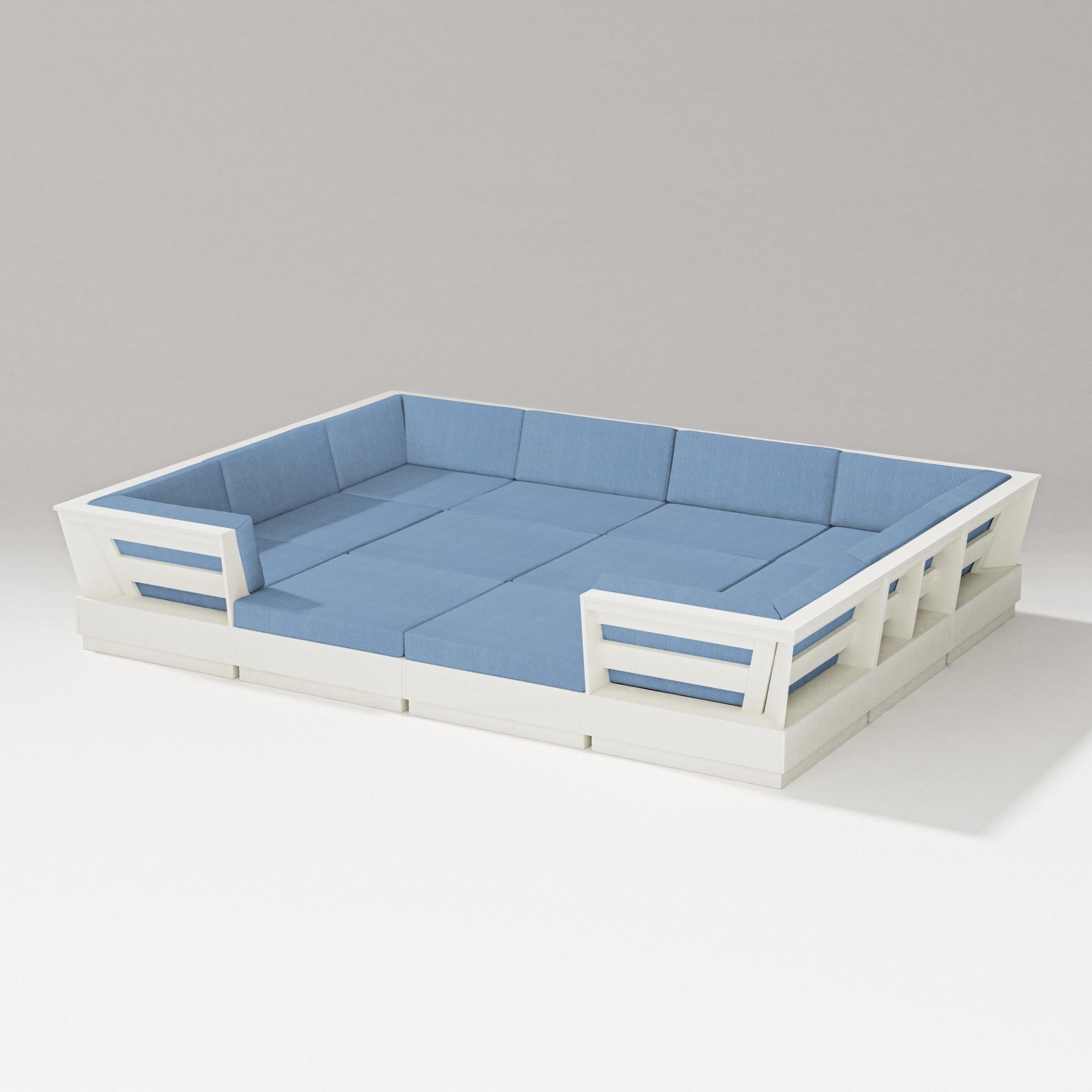 Elevate 12-Piece Pit Sectional in Vintage White / Sky Blue