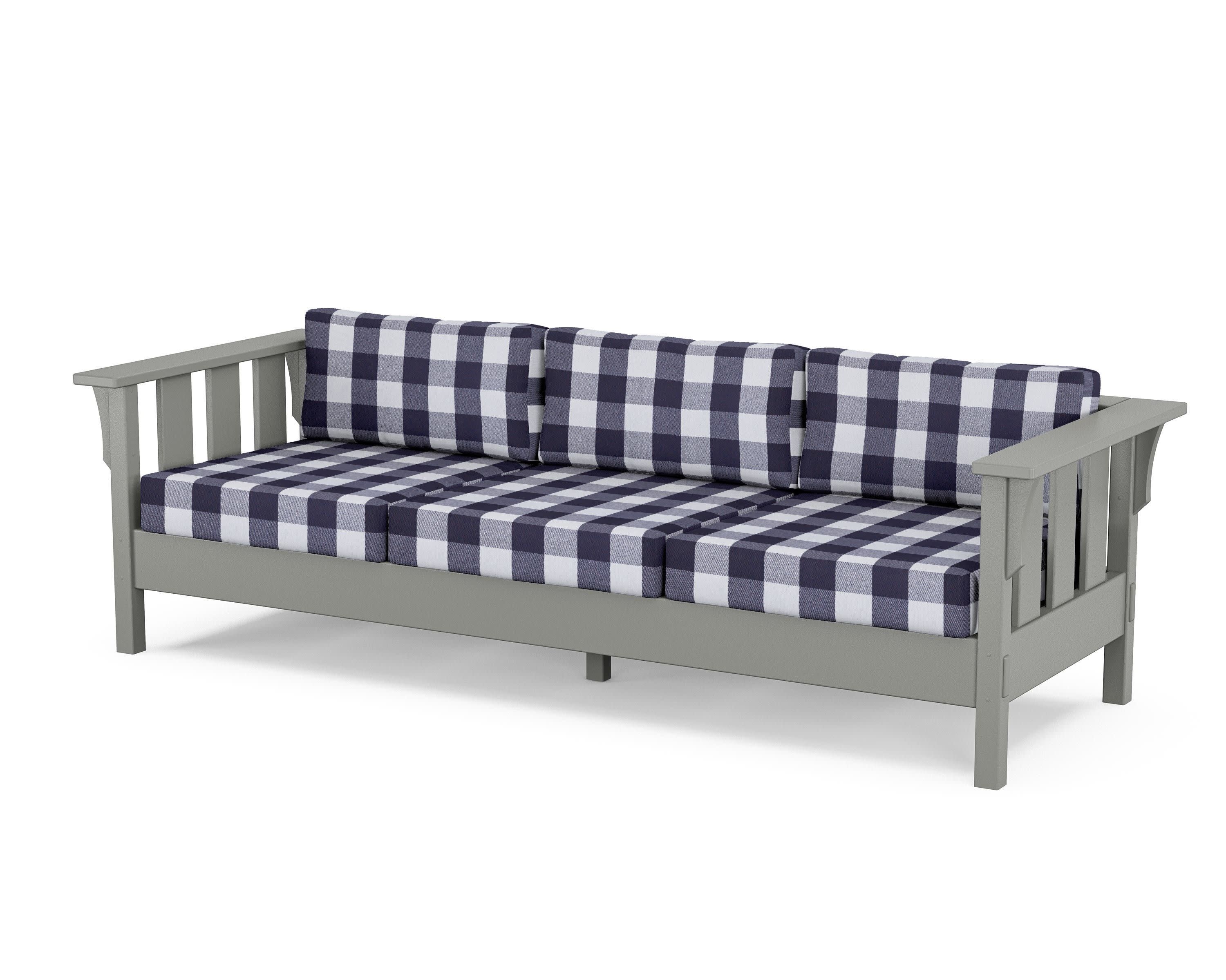 Acadia Deep Seating Sofa in Slate Grey / Buffalo Plaid Navy
