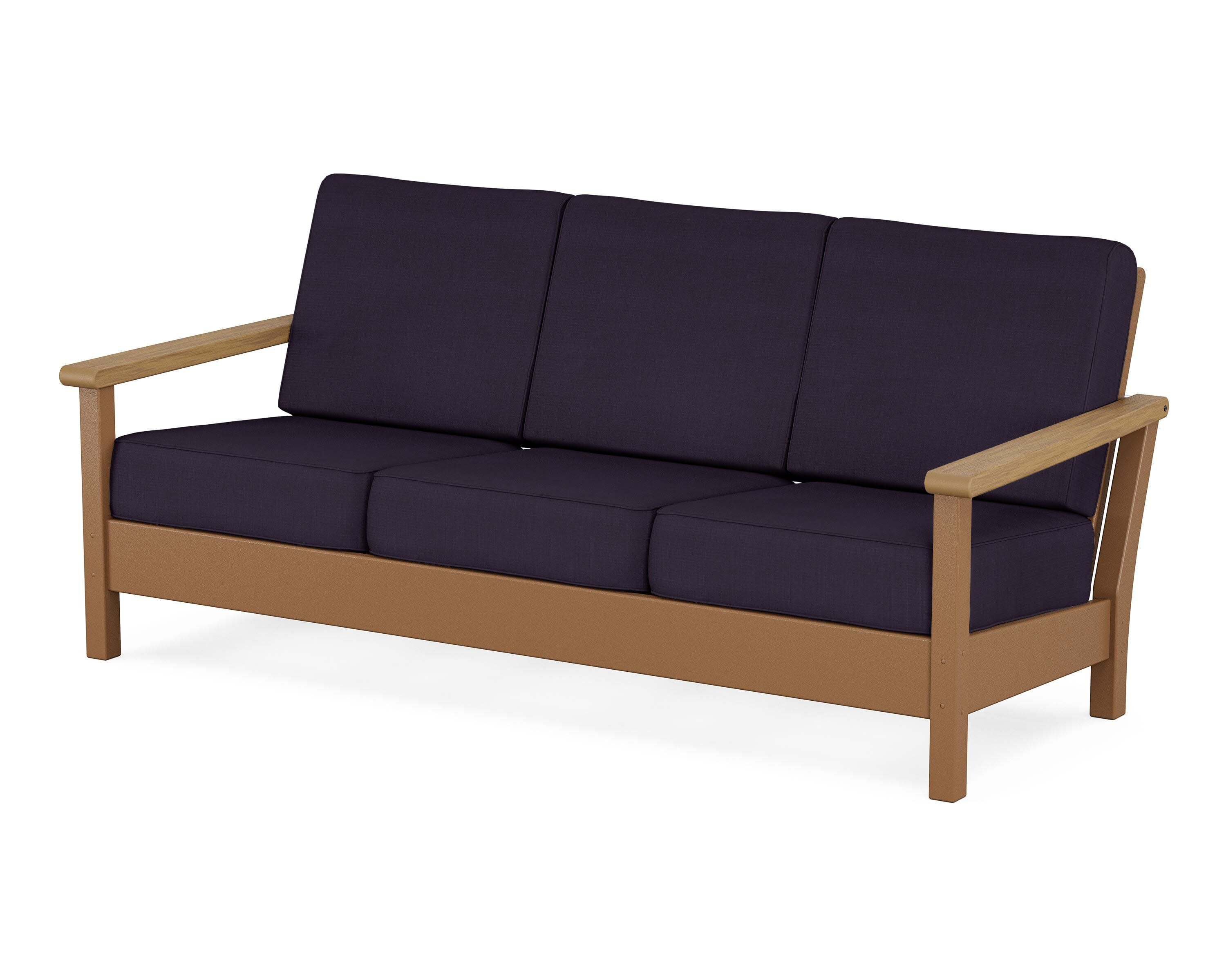 Harbour Deep Seating Sofa in Teak / Natural / Navy Linen
