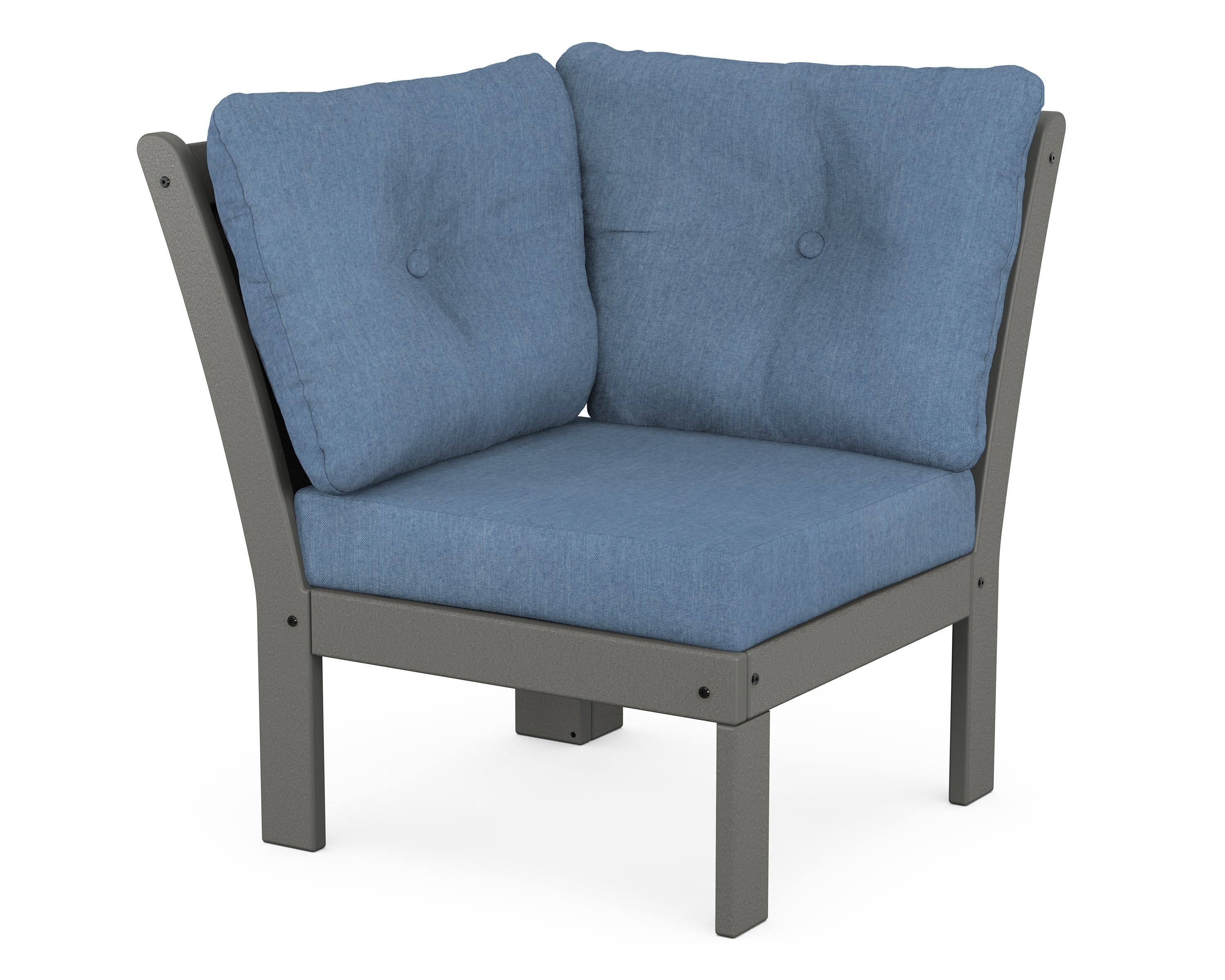 Vineyard Modular Corner Chair in Slate Grey / Sky Blue