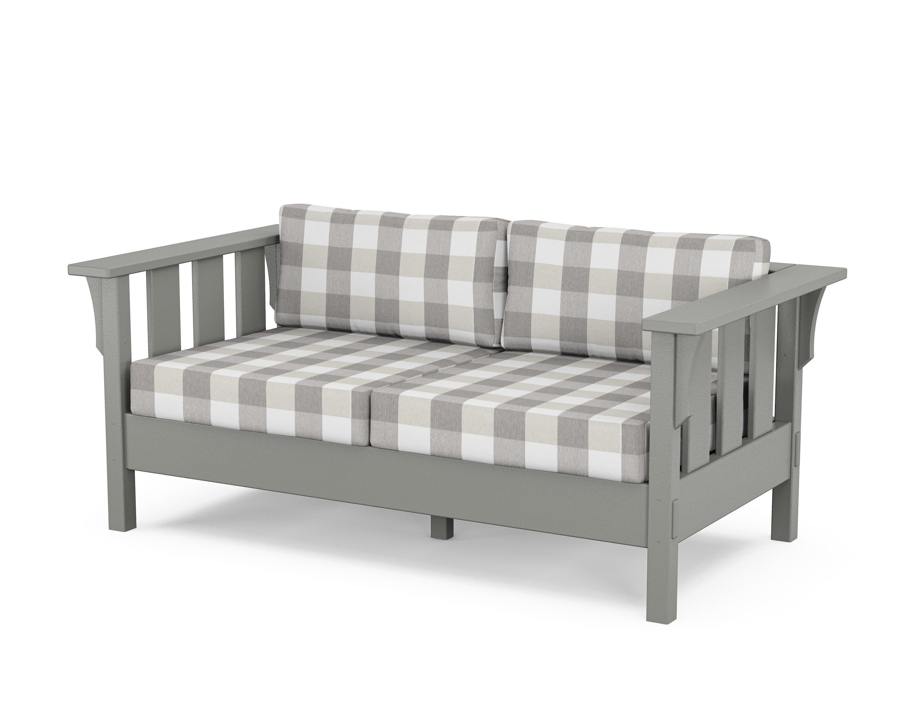Acadia Deep Seating Loveseat in Slate Grey / Buffalo Plaid Grey Mist