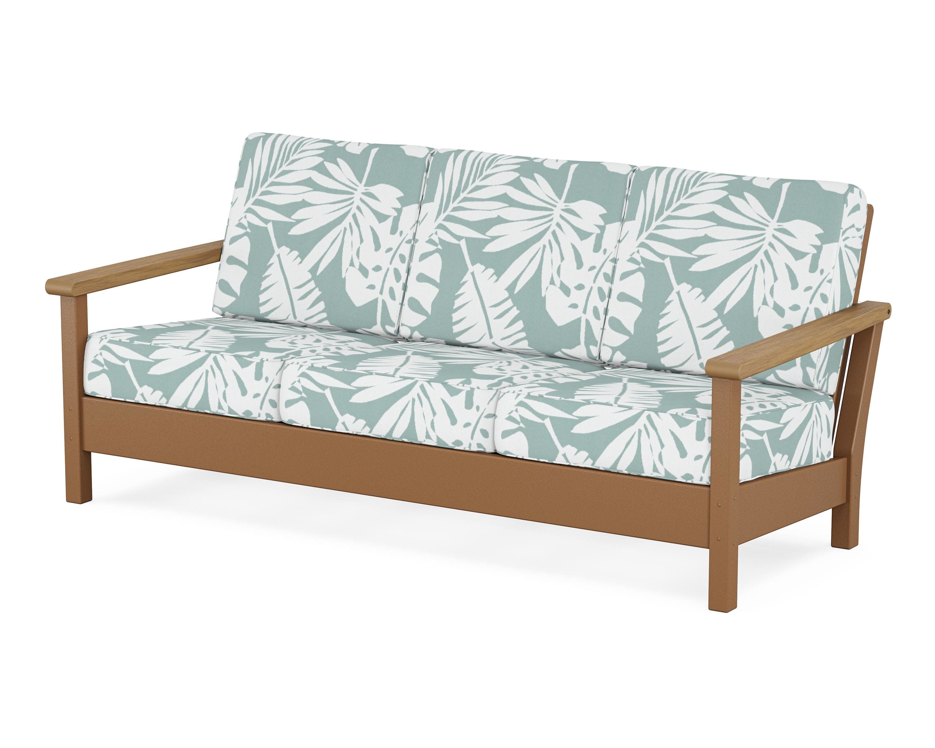 Harbour Deep Seating Sofa in Teak / Natural / Leaf Glacier Spa