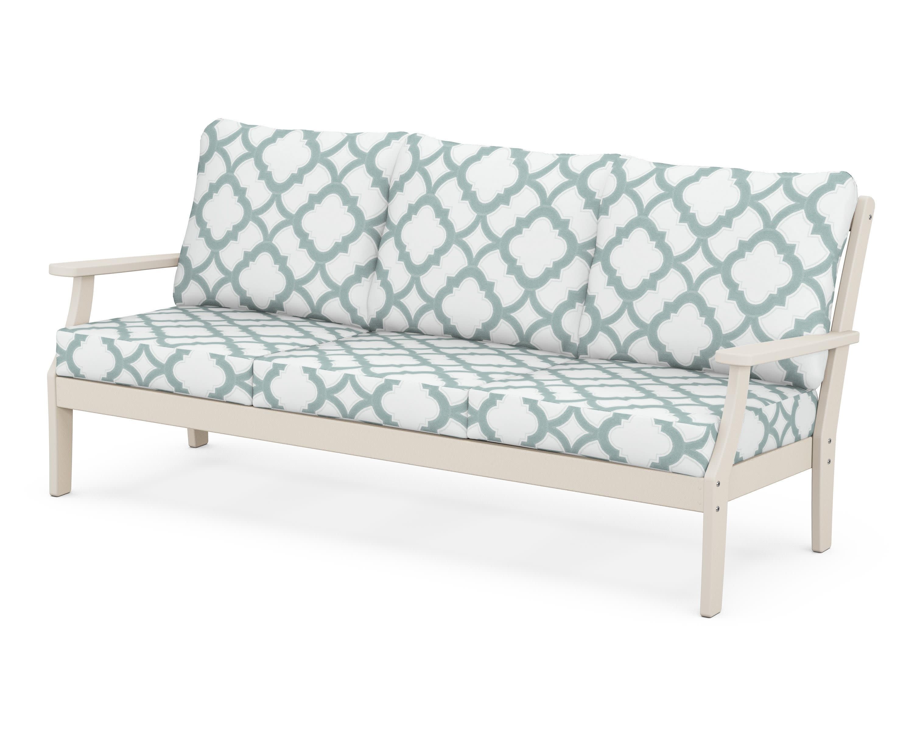 Braxton Deep Seating Sofa in Sand / Trellis Glacier Spa