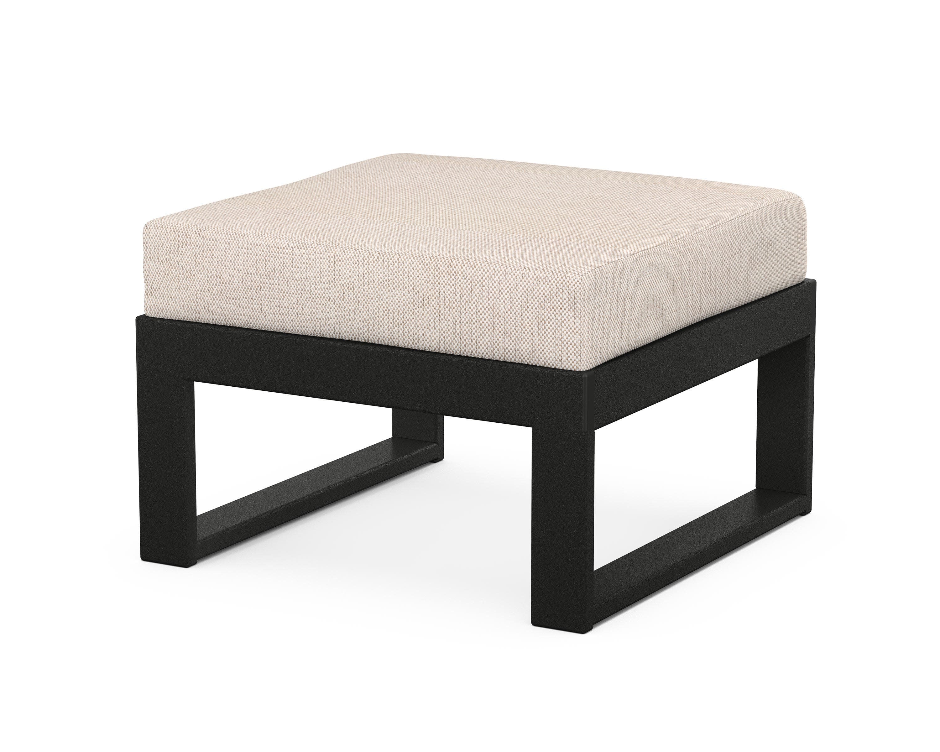 Modular Ottoman - Modern in Black / Blend Linen