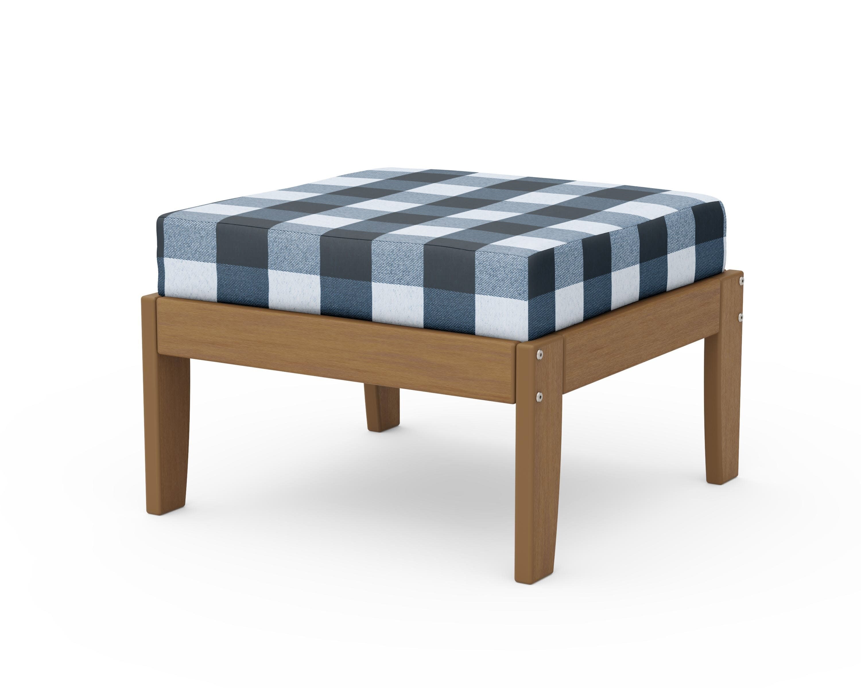 Modular Ottoman - Classic in Natural / Buffalo Plaid Marine Indigo