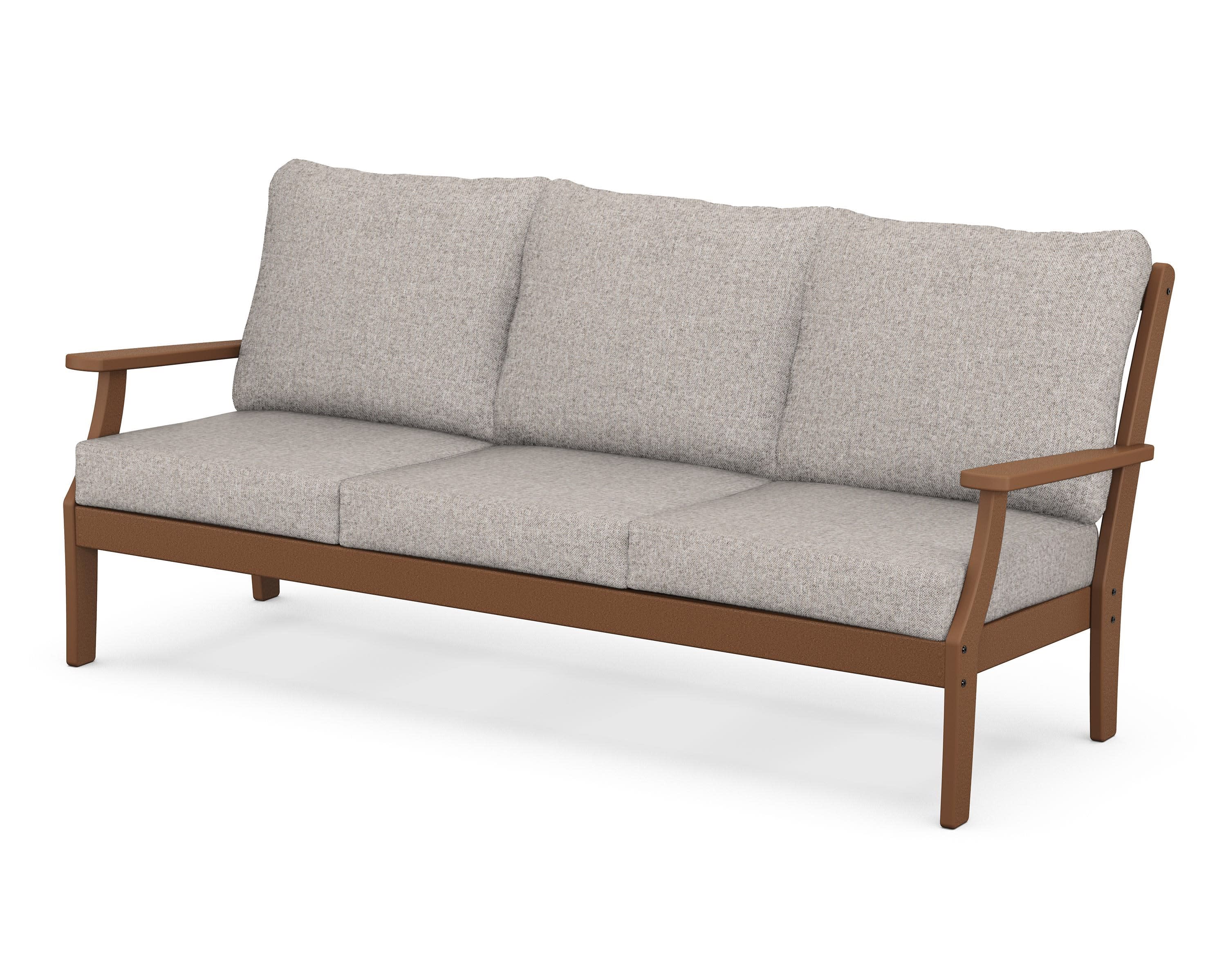 Braxton Deep Seating Sofa in Teak / Weathered Tweed