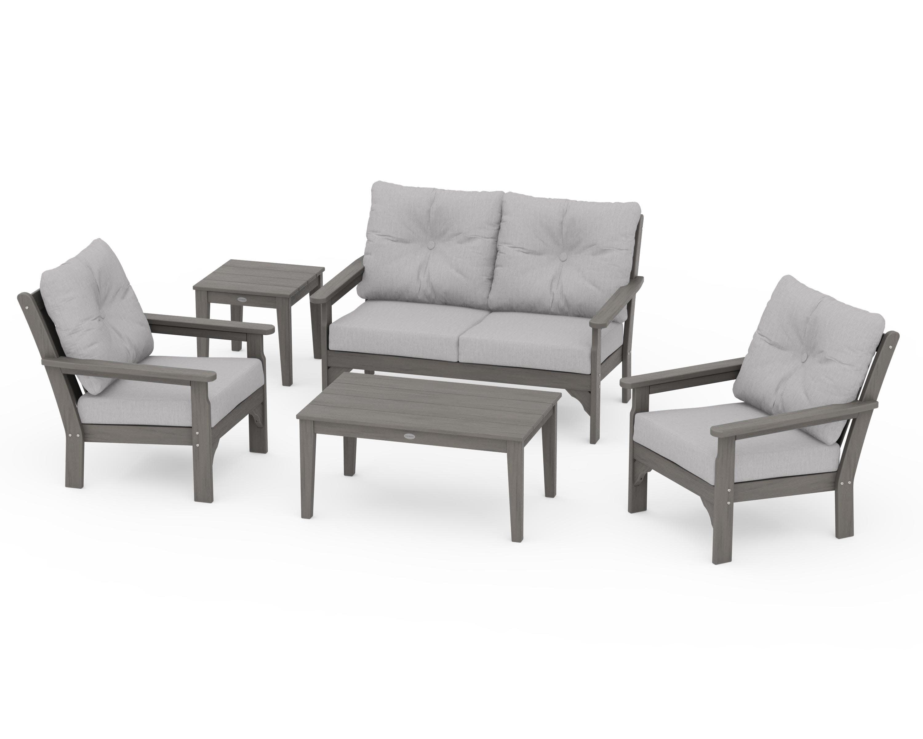 Vineyard 5-Piece Deep Seating Set in Driftwood / Granite